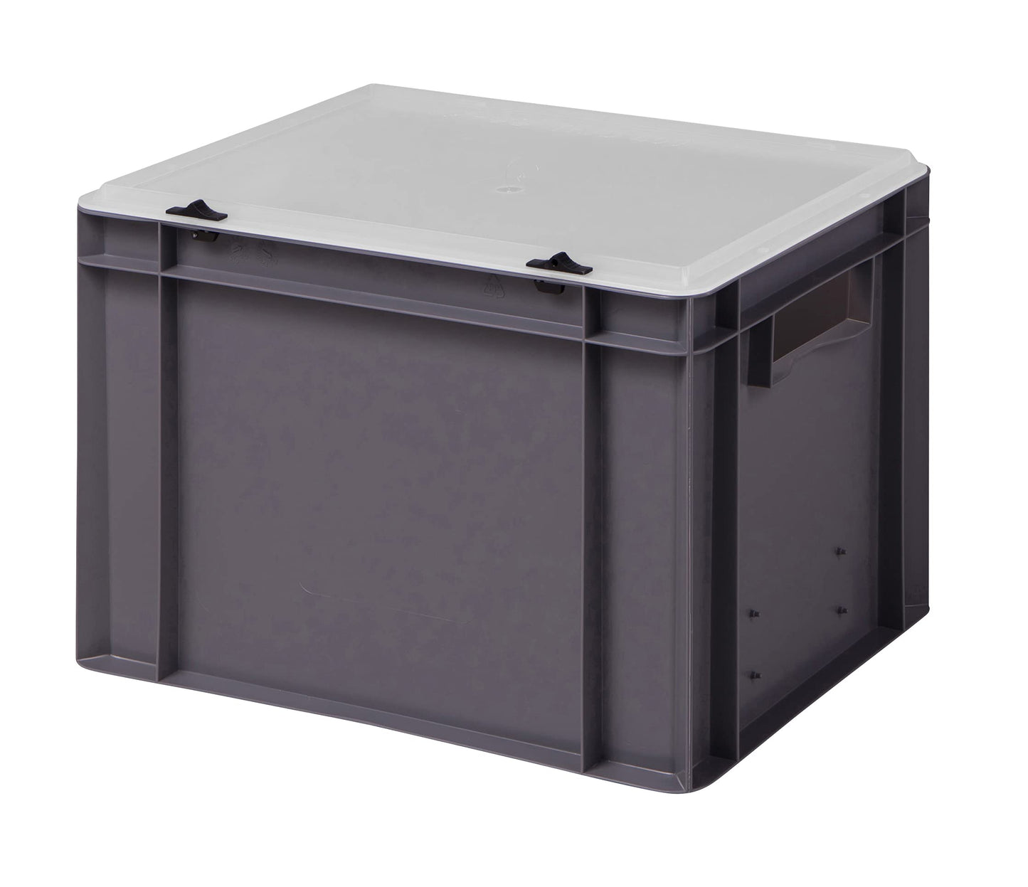 Design Eurobox Stacking Box Storage Container Plastic Box in 5 Colours and 16 Sizes with Transparent Lid (Matte) (Grey, 60 x 40 x 33 cm)