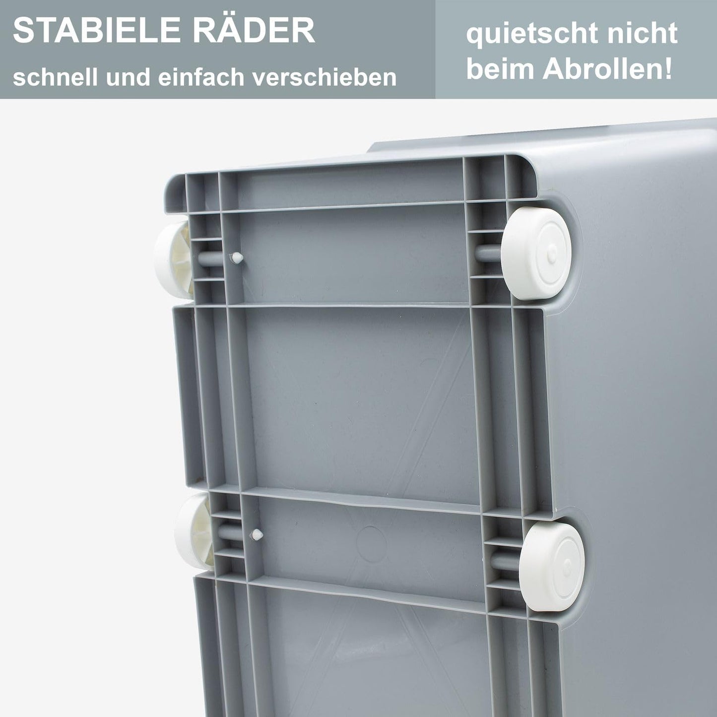 Babykajo 3 Storage Boxes with Lid and Wheels 50 L - Stacking Boxes with Lid Opaque - Plastic Box with Lid for Closing - Boxes Storage with Lid