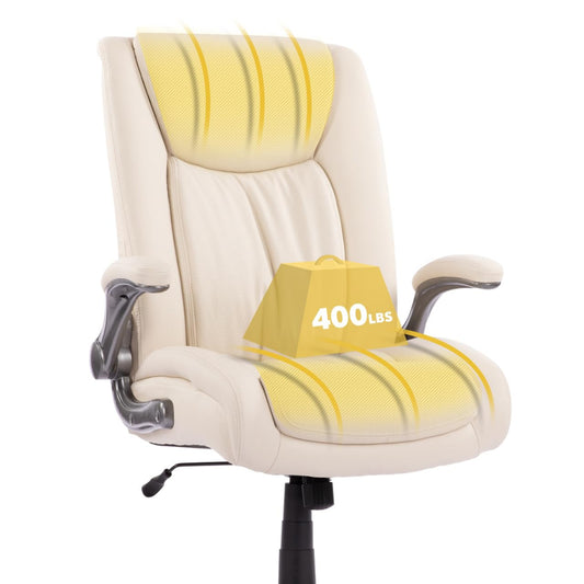 COLAMY XXL Office Chair [181 kgs] - High-Backed Executive Chair with Adjustable Armrests and Synchronous Mechanism - Extra Wide Seat (58 cm), Breathable Faux Leather - for Home Office / Office (Black)