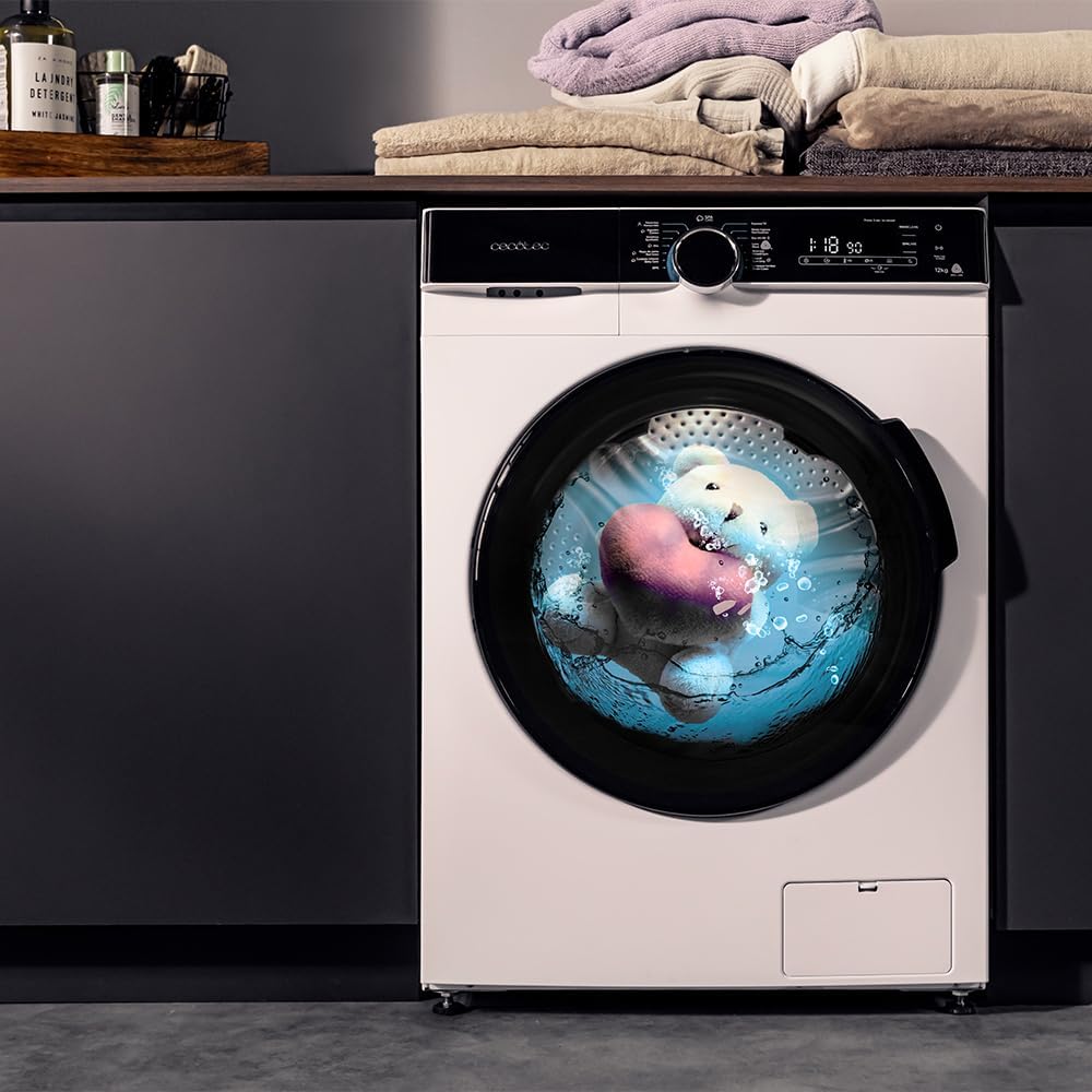 Cecotec Frontlader-Waschmaschine mit 12 kg Bolero DressCode 121000 A. 2000 W, 1400 U/min Maximal einstellbar, WoolMark Zertifizierung, 14 Programme, Niedriger Verbrauch, Automatische Trommelreinigung