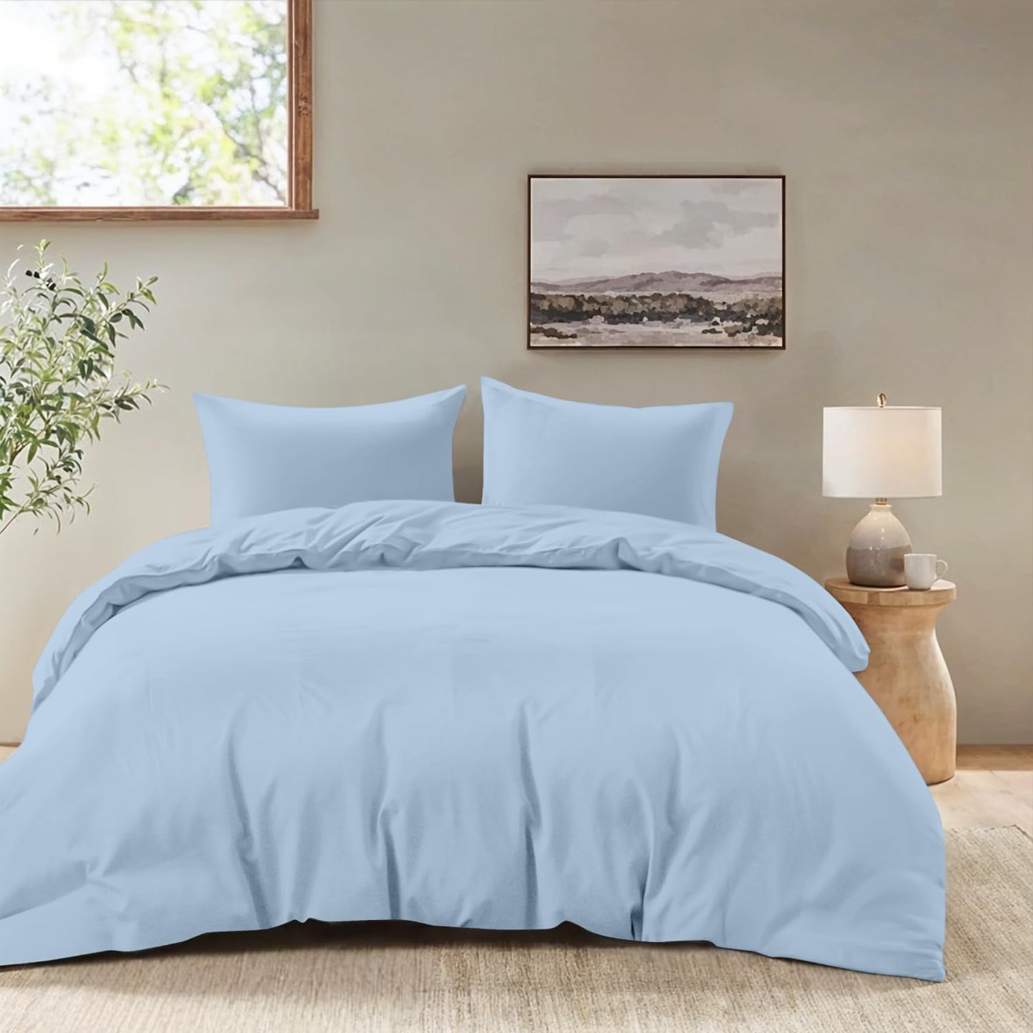 Dreamzie - Bed Linen 155 x 220 cm Set Green - Duvet Cover with 2 Pillowcases 80 x 80 cm - Soft and Easy Care Microfibre - Oeko-Tex