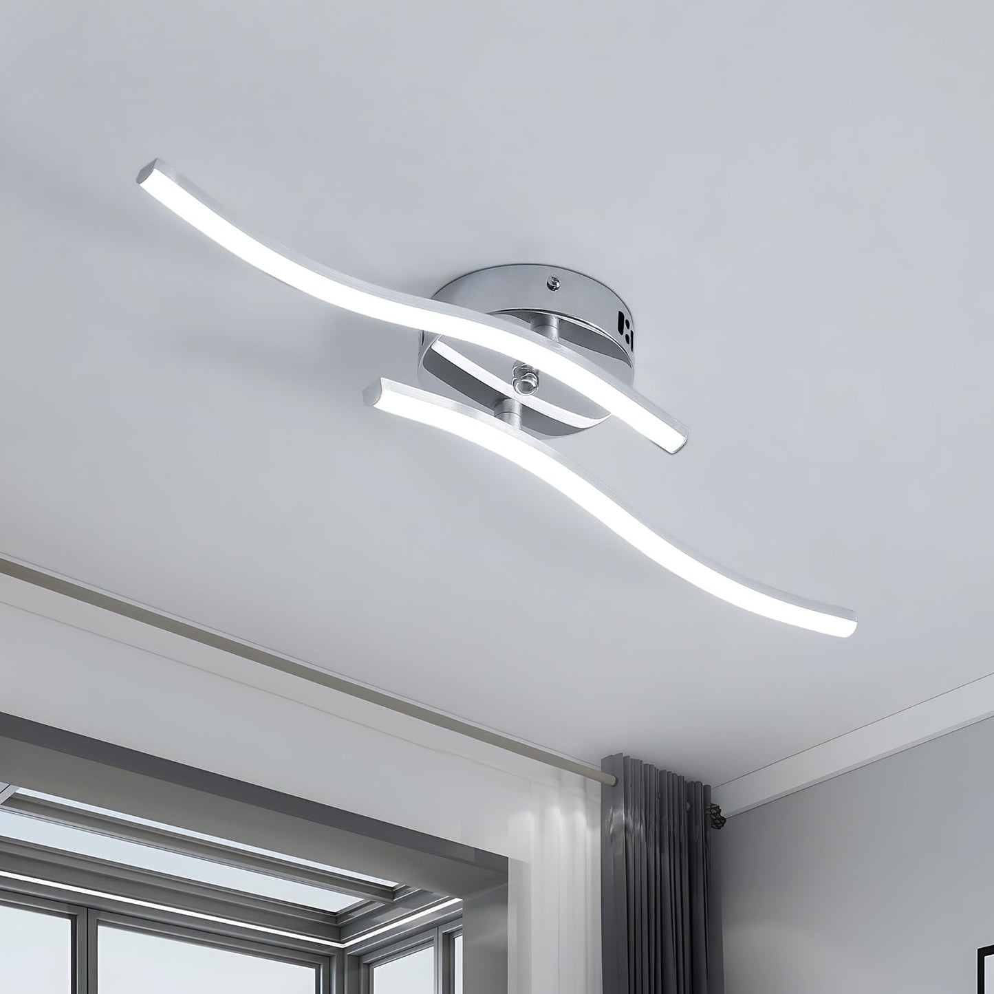 LED Ceiling Light, Kitchen Ceiling Light, Bedroom, 18 W 1620 LM Ceiling Light Living Room, 6500 K Cold White, 3 LEDs, Suitable for Bedroom, Dining Table, Hallway Lamp Ceiling, Balcony, Diameter 54 cm