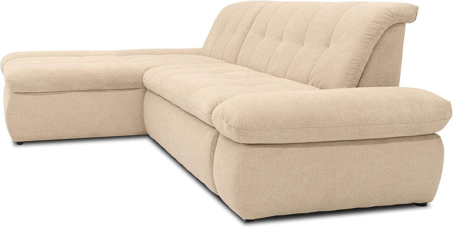DOMO. collection Moric Corner Sofa, L-Shaped, Corner Sofa, L-shaped, 300 x 172 x 80 cm (W x D x H), Beige