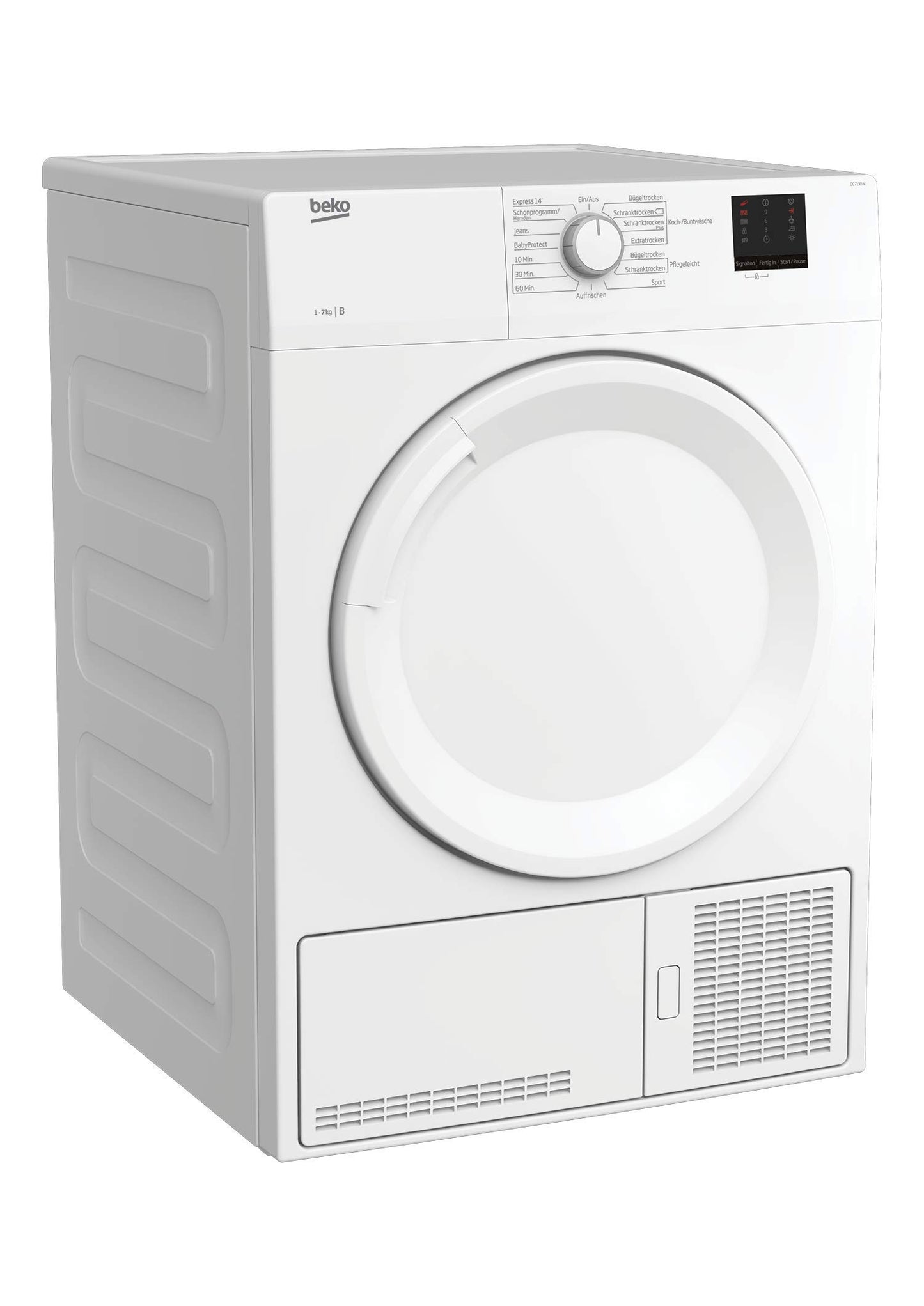 Beko BM3T37210W1 Tumble Dryer, 7 kg, Front-Loading Heat Pump Dryer, 15 Programmes, Sensor Drying, Column-Capable, Aquawave Gentle Drum, White