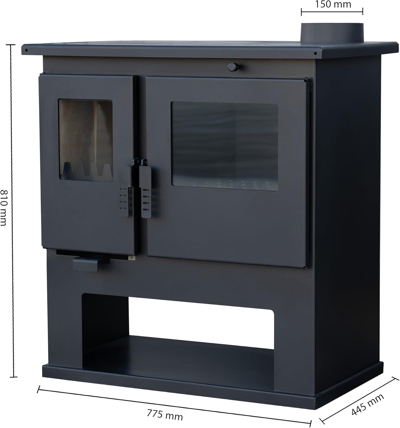 ALAZ Mouse GP8M Fireplace Wood Stove Black 9 kW, Fireplace with Baking Compartment, Fireplace Wood Burning Stove, Fireplace Wood Stove, Fireplace Wood