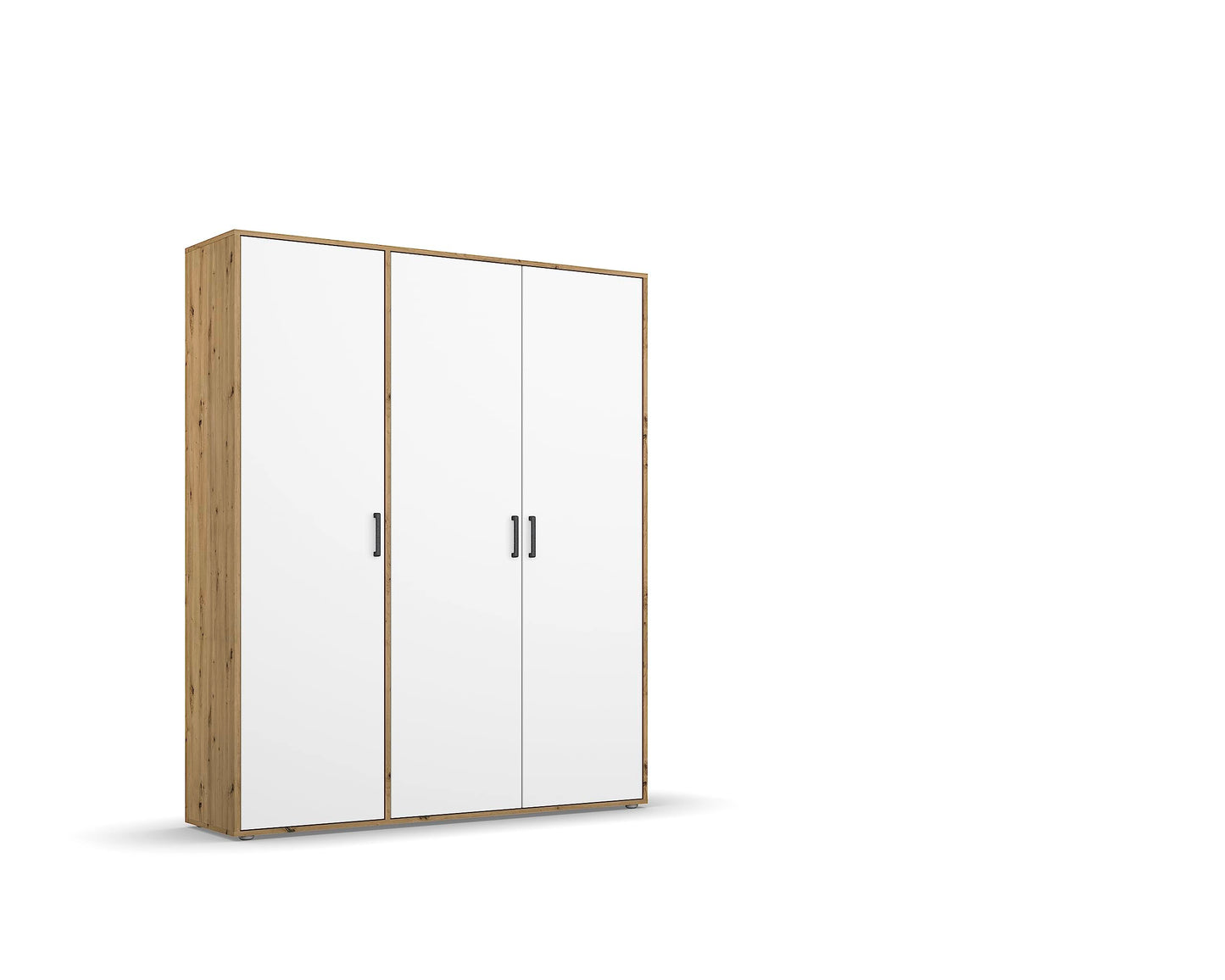 Rauch Möbel Voyager Hinged Door Cupboard, Alpine White/Artisan Oak, Wood, 3 Doors with 2 Drawers, Includes 1 Clothes Rail, 3 Shelves, 140 x 194 x 53 cm (W x H x D)