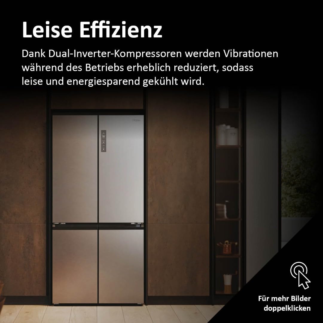 Haier Multi Door Kühl-Gefrierkombination I CUBE 83 SERIE 7 HCR7818DWPT I 4-türiger Kühlschrank mit Gefrierfach, XXL-Fassungsvermögen & 83cm Breite I 463L, Energieklasse D I Wasserspender & No Frost