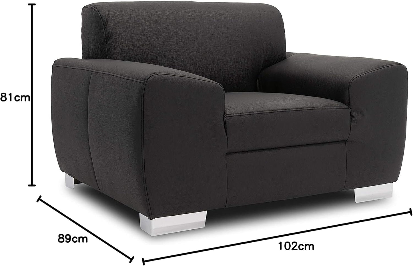 Domo Collection Ricardo Sofa, 3-Seater Couch, Set in Faux Leather, Black, 220 x 89 x 81 cm