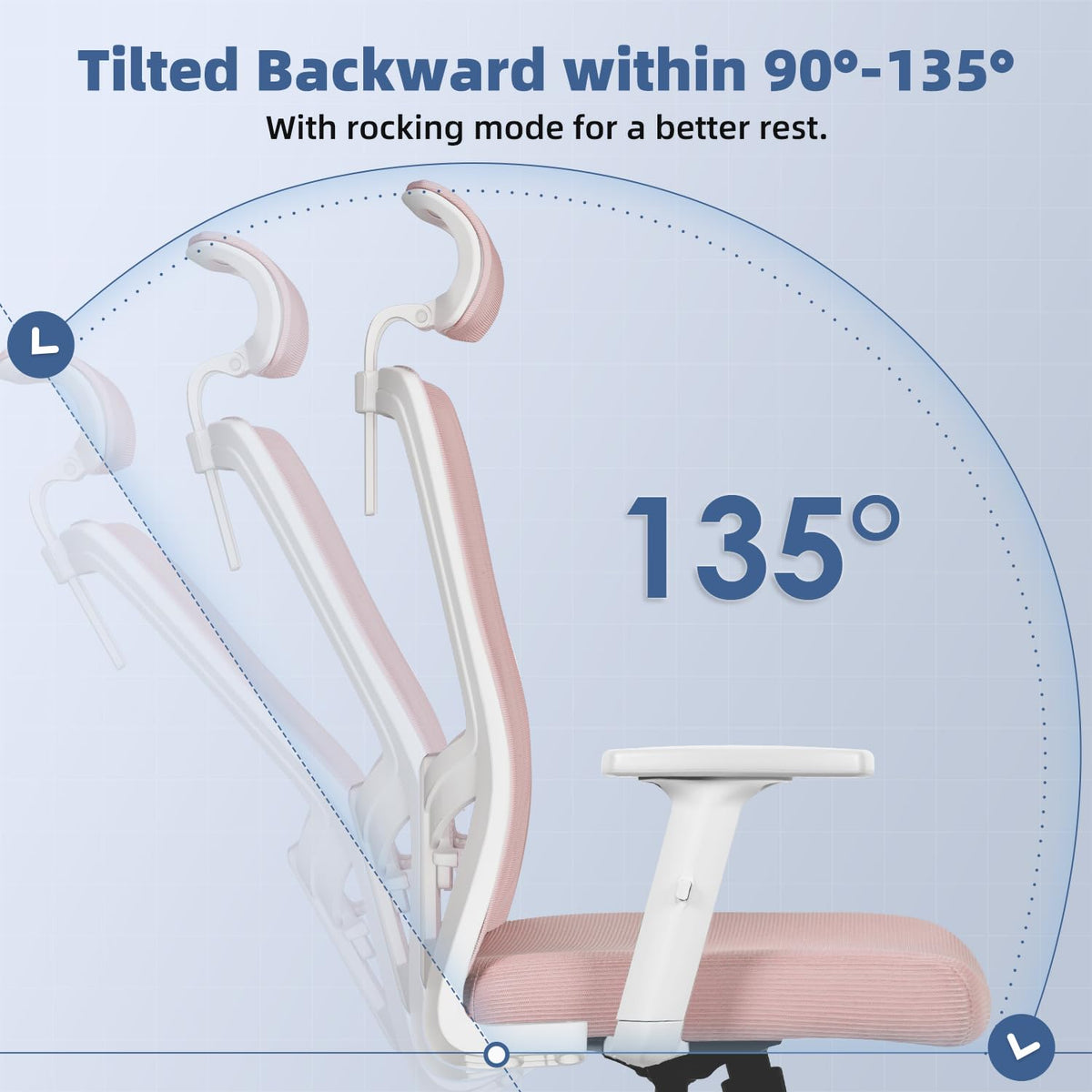 Ergonomic Office Chair with Adjustable Lumbar Support, Armrests and Headrest, Swivel Office Chair 150 kg, Desk Chair, Executive Chair, Rocker Function up to 135°