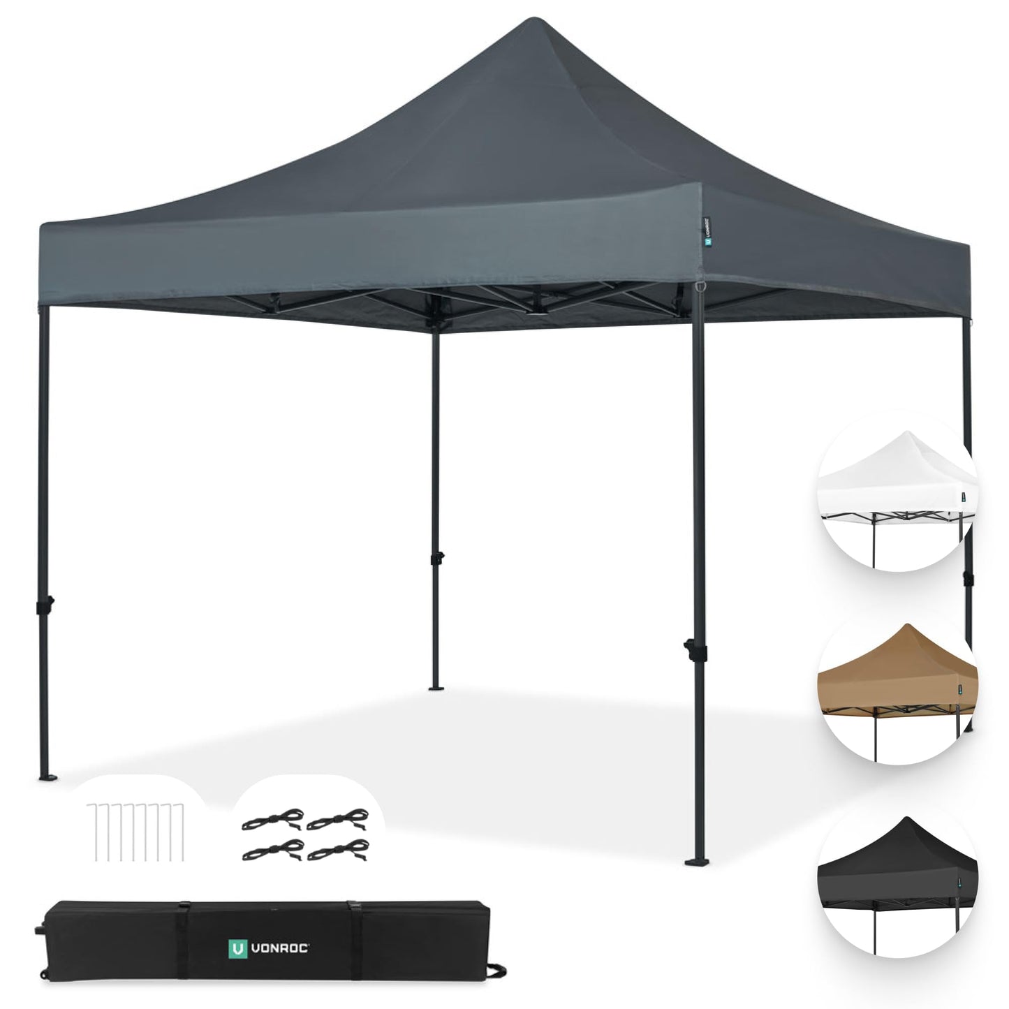 VONROC Gazebo 3 x 3 m Waterproof Stable – Party Tent EasyUp System [3Min Assembly] Pop-up Folding Gazebo Modular Expandable as Festival Tent, Garden Gazebo