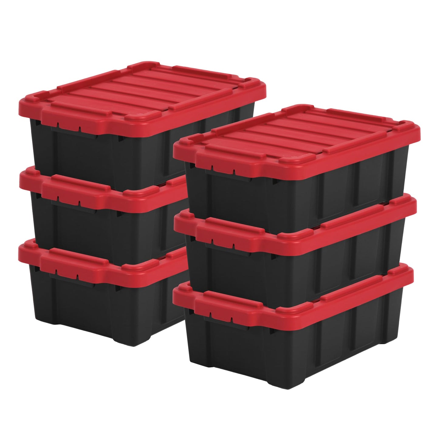 Iris Ohyama, 100L Plastic Storage Box with Heavy Duty Lid, Set of 2, Black, Stackable, Garage Shelves, Moving Moving Plastic Tool Box Storage Box UTB-27