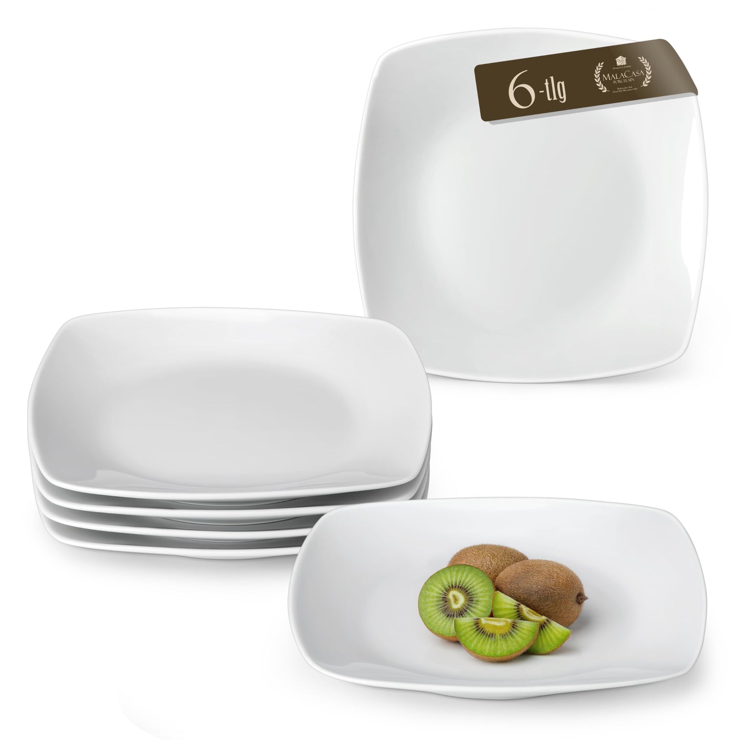 MALACASA, Serie Julia, Geschirrset 12 Personen, 60 Teilig Porzellan Geschirr Set,Kombiservice Tafelservice mit Speiseteller, Dessertteller, Suppenteller, Kaffeetassen, Untertassen je 12 Stück