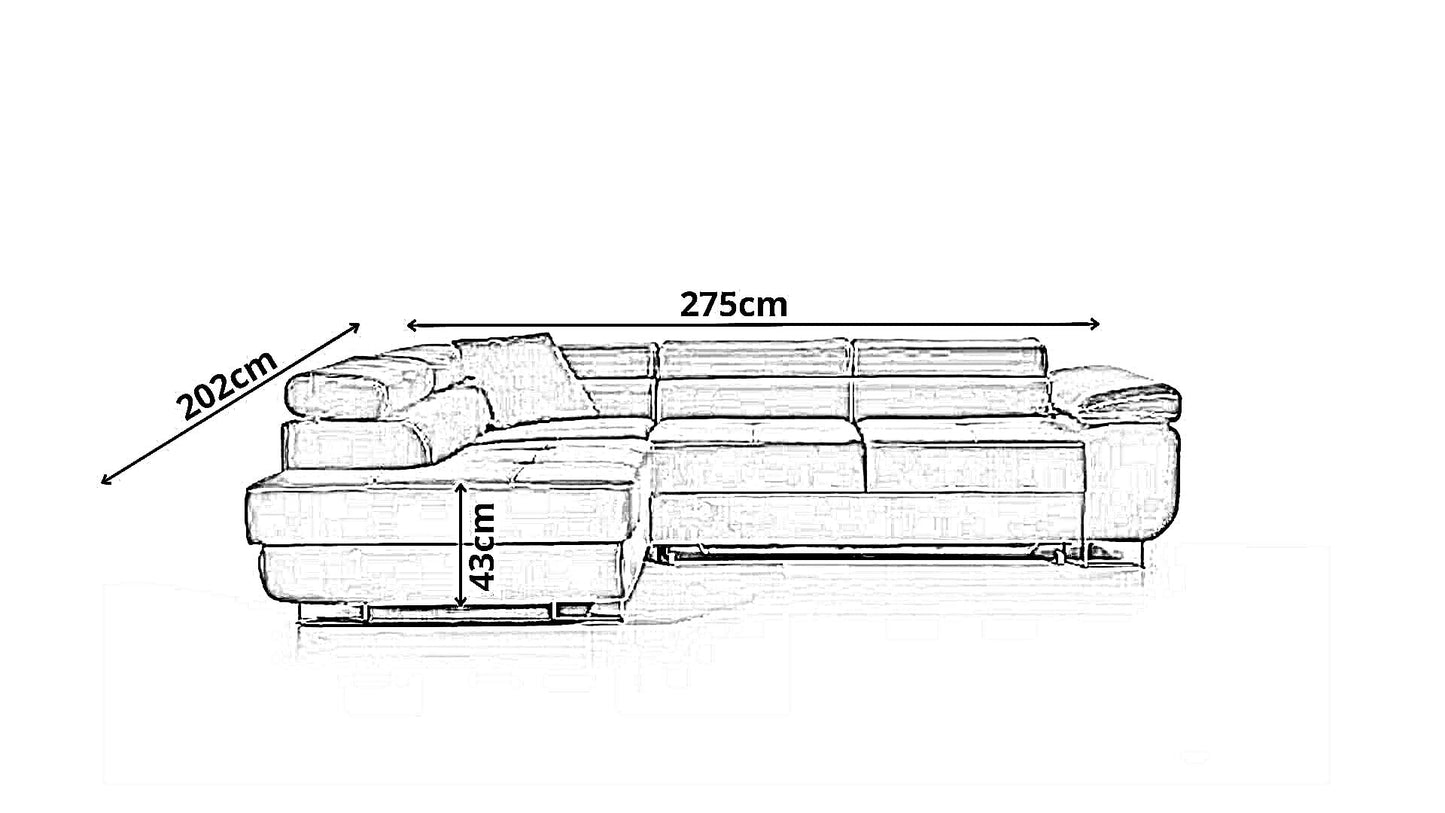 COMFORTINO FURNITURE Pasti L-Shaped Corner Sofa with Sleep Function