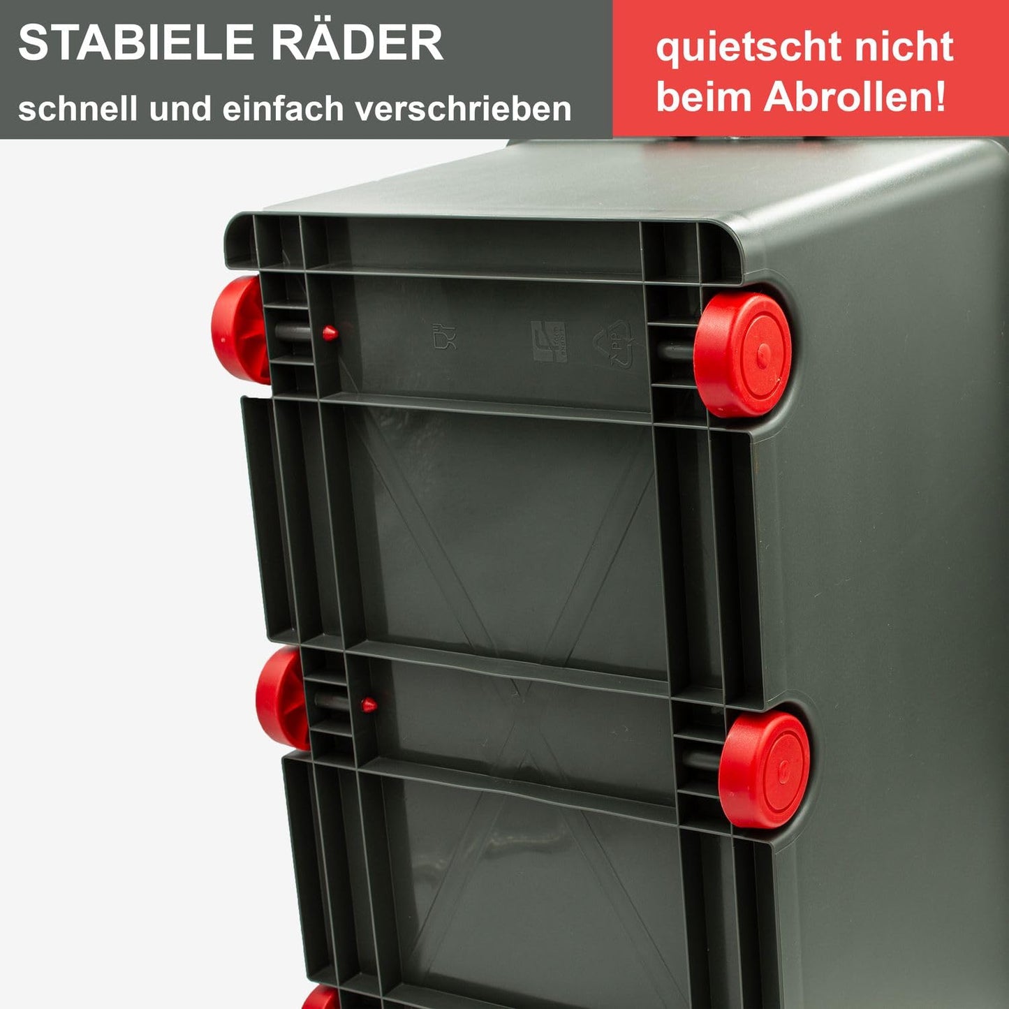 Babykajo 3 Storage Boxes with Lid and Wheels 50 L - Stacking Boxes with Lid Opaque - Plastic Box with Lid for Closing - Boxes Storage with Lid