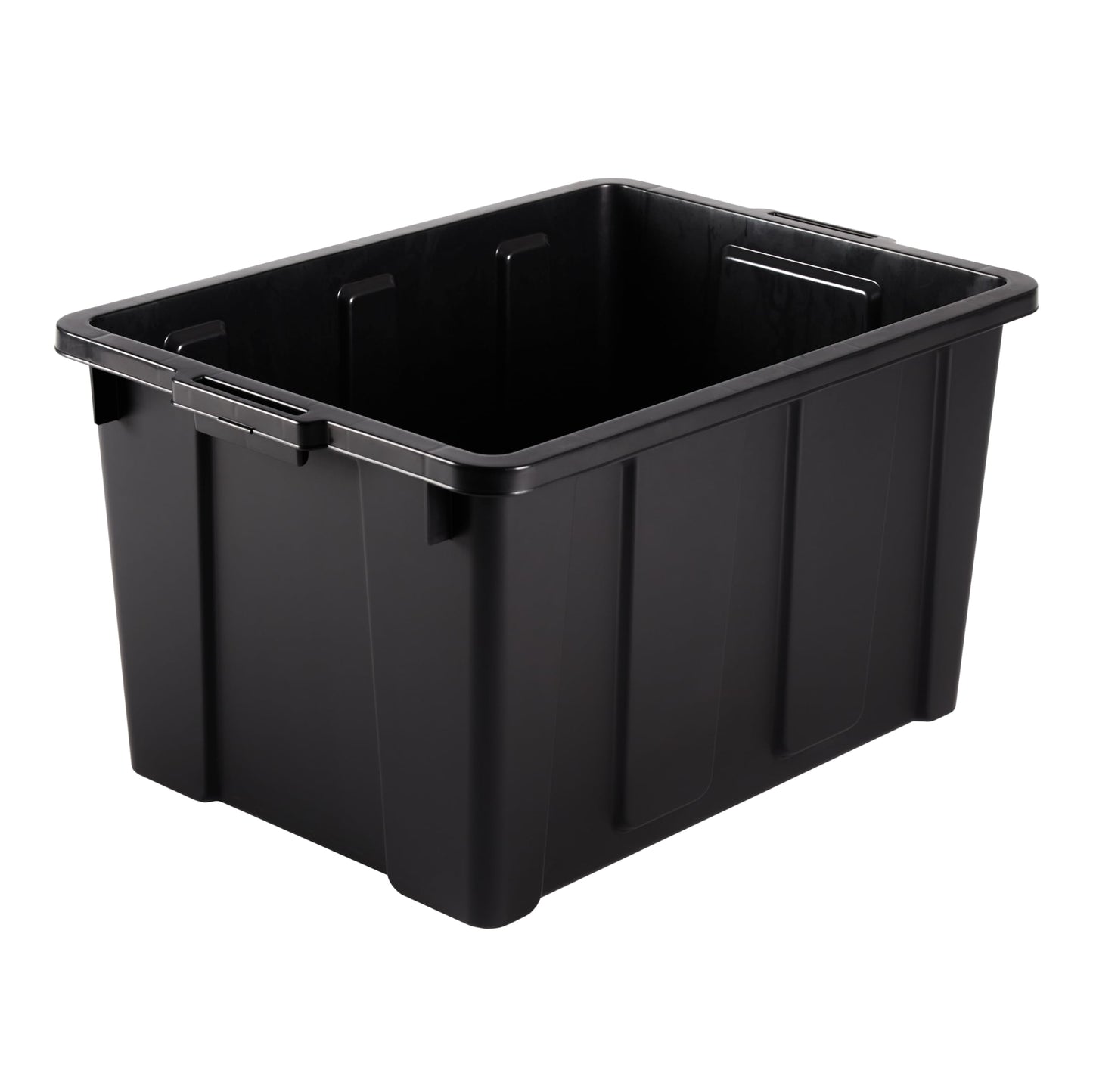 Iris Ohyama, 100L Plastic Storage Box with Heavy Duty Lid, Set of 2, Black, Stackable, Garage Shelves, Moving Moving Plastic Tool Box Storage Box UTB-27