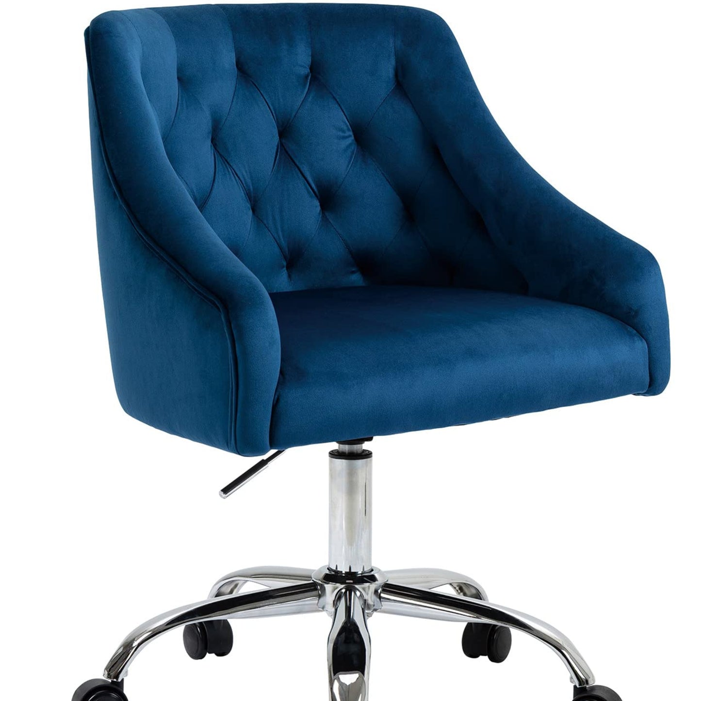 Velvet Office Chair, Home Office Chair, Desk Chair with Wheels, Dressing Table Chair, Height Adjustable, for Study, Office, Bedroom, Maximum Load 135 kg (Grey)