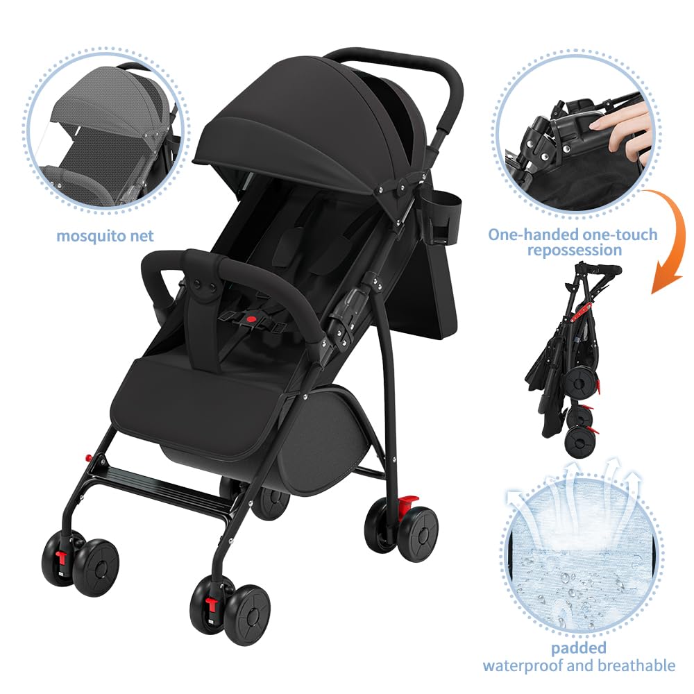 Kindersportwagen,Zusammenklappbarer Kinderwagen,leicht modern klein Buggy mit Liegeposition,Liegefunktion,Ultraleicht (nur 4.5 kg),ideal für Reisen,bis 60 kg (Blau, 45 x 67 x 100cm)