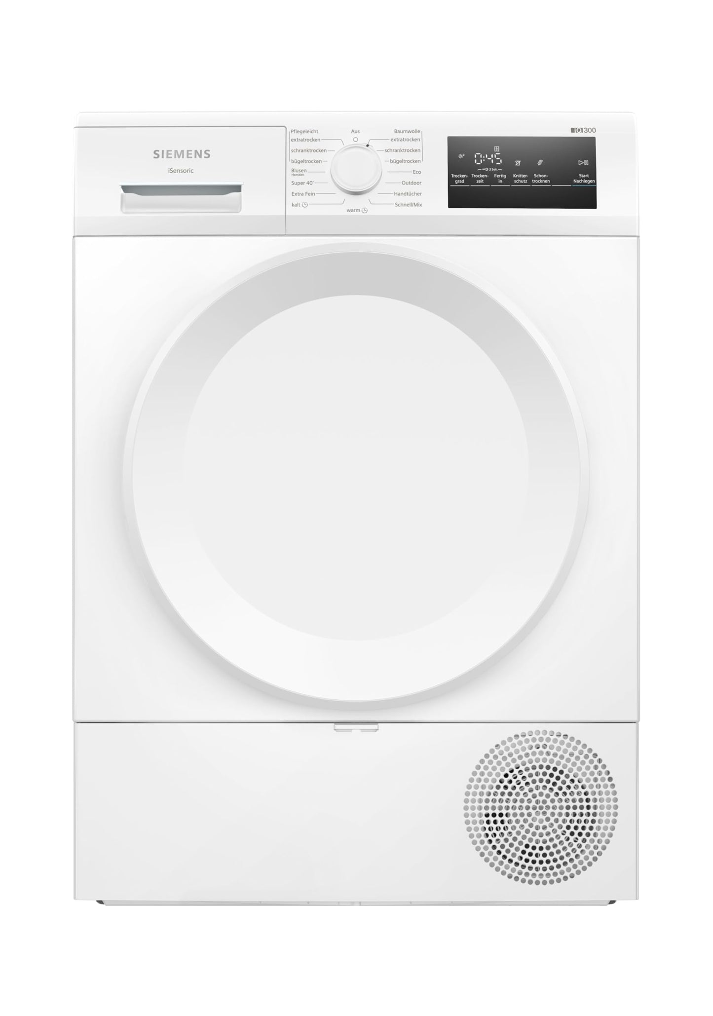 Siemens WR47B2C40 iQ700 Heat Pump Dryer, 9 kg, Self-Cleaning Condenser, AutoDry, Short Program 40 Inch, Refill Function, Reversing Drum, Half Load, LED Display, Touch Control