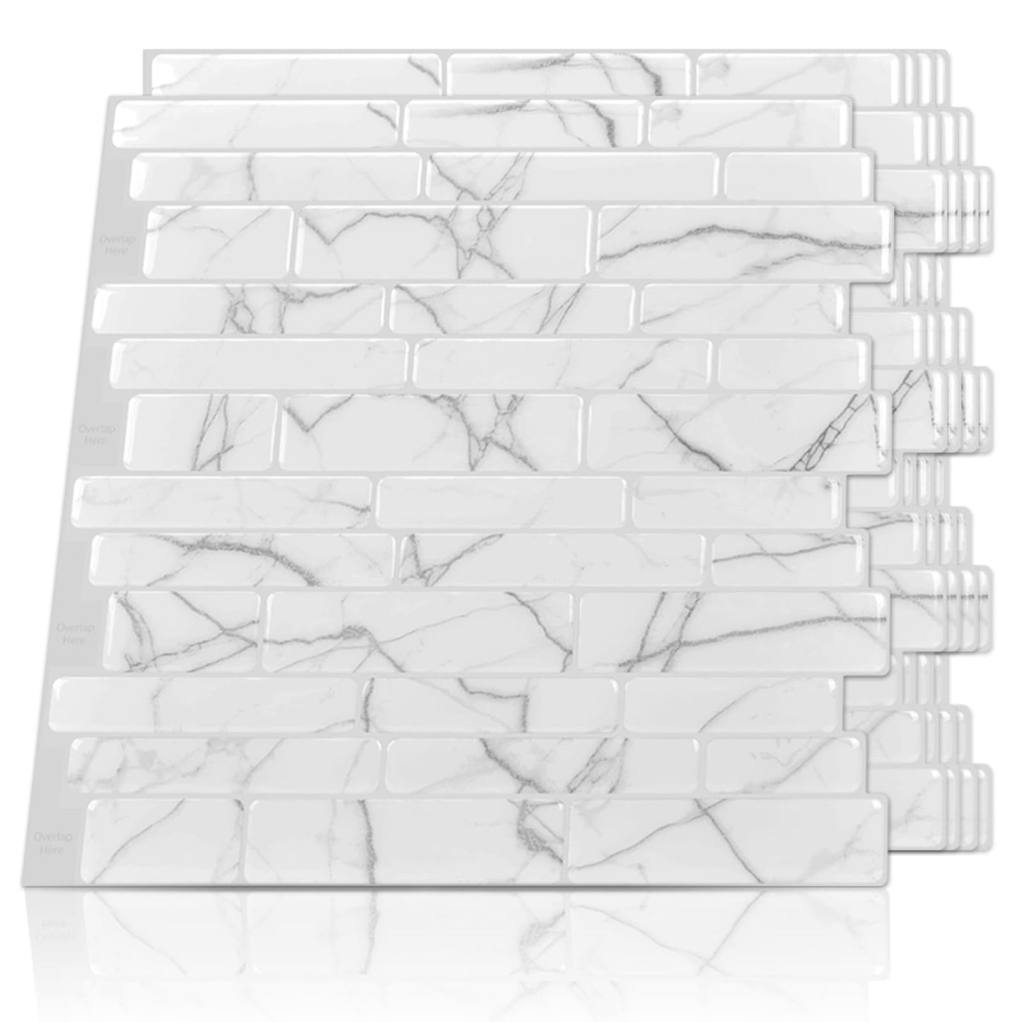 Art3d 30 x 30 Peel and Stick Kitchen Backsplash Tiles Marble Grey