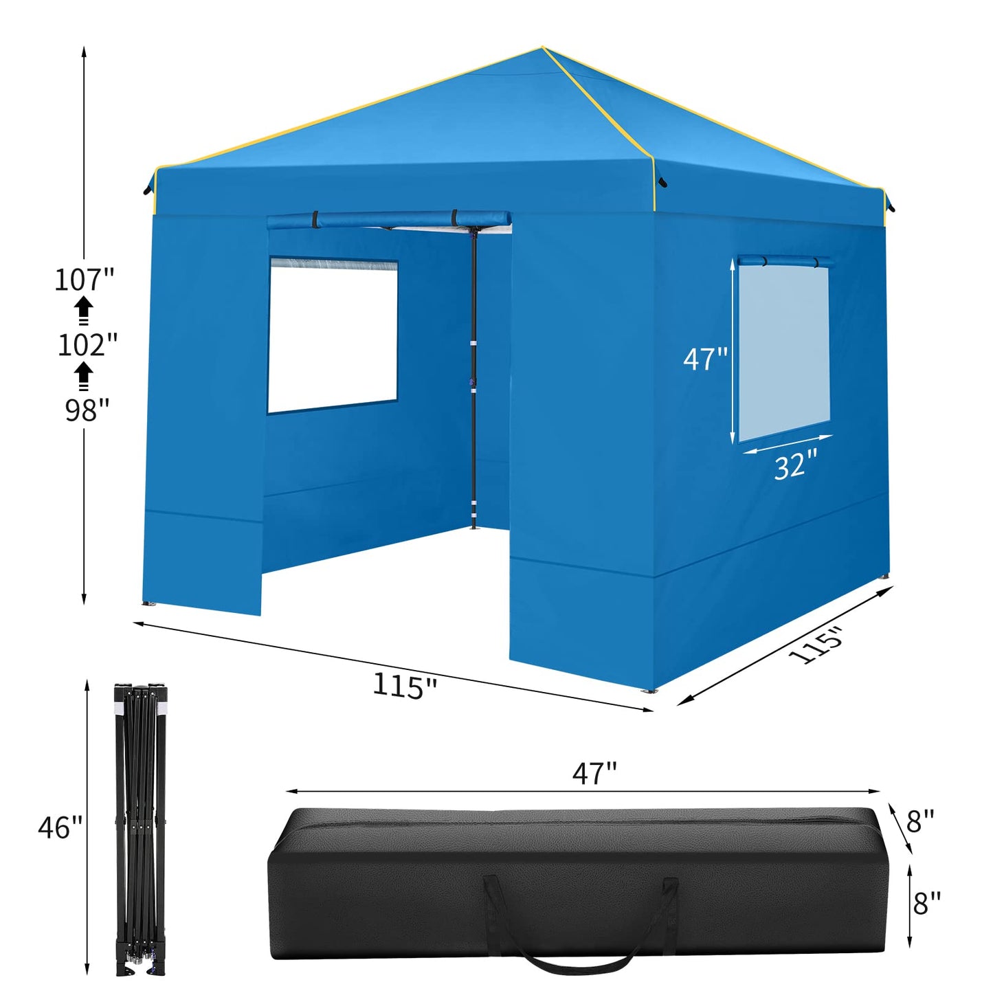 COBIZI Pavillon 3x6,Faltpavillon 3x6 Wasserdicht Stabil Winterfest, Sofort aufklappbare Vordächer Outdoor Gartenzelt mit 6 Seitenteilen, für Party Garten Festival, Weiß