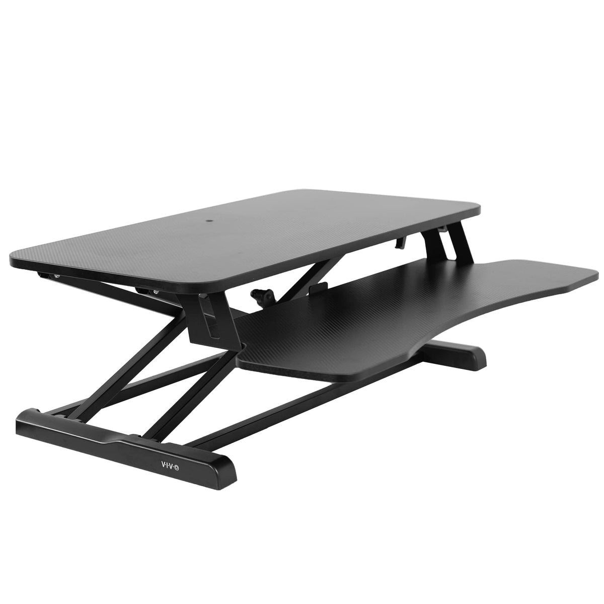 VIVO 81 cm Schreibtischaufsatz, K-Serie, höhenverstellbarer Steh-Sitz-Aufsatz, Dual-Monitor- und Laptop-Arbeitsplatz mit breiter Tastaturablage, Schwarz, DESK-V000K