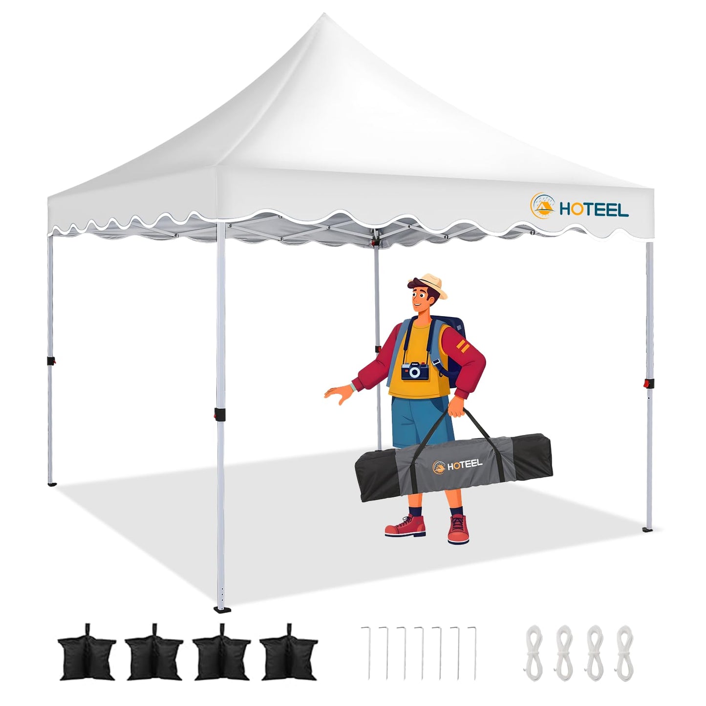 HOTEEL Gazebo 3 x 6 Waterproof Stable with 6 Removable Side Walls, Wave Hem Roof Party Tent 3 x 6 with Wheel Bag and 4 Sand Bags, Folding Gazebo 3 x 6 Parasol for Wedding Market (Grey)