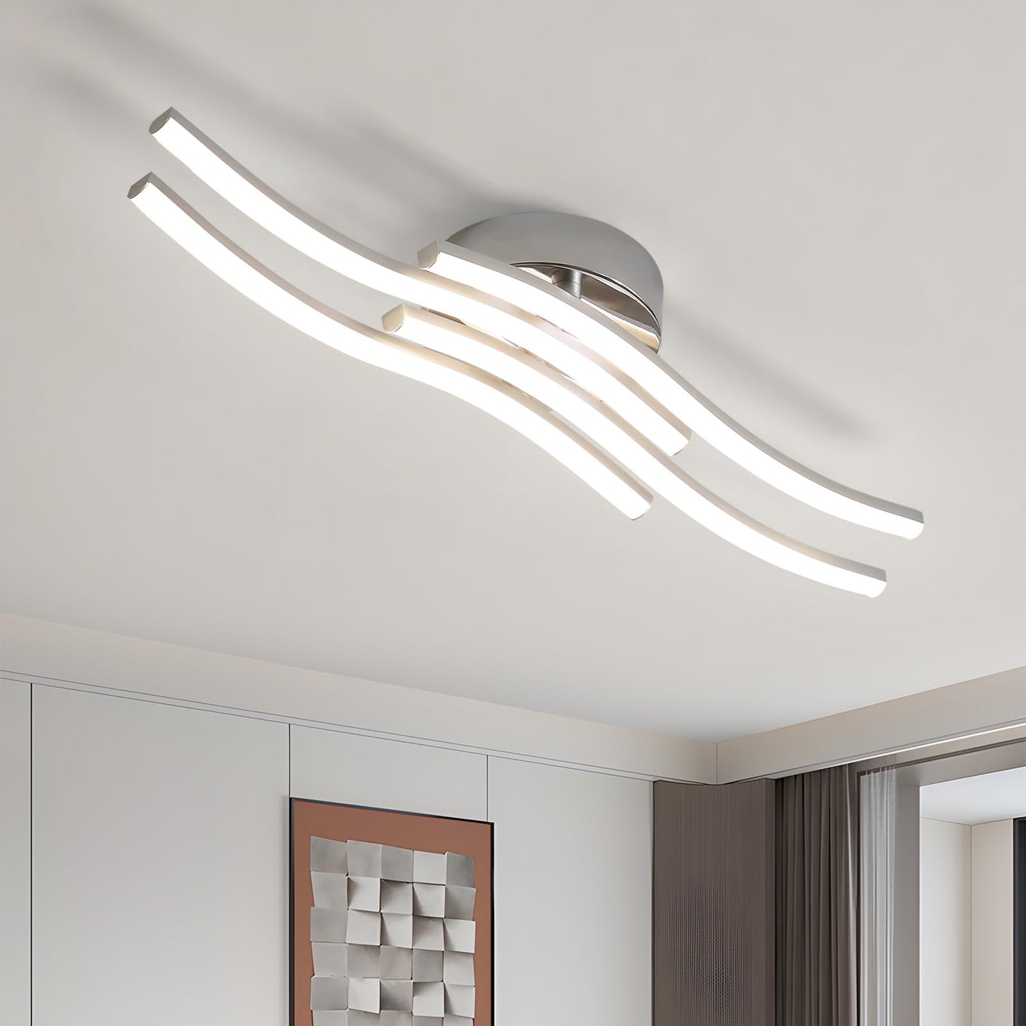 LED Ceiling Light, Kitchen Ceiling Light, Bedroom, 18 W 1620 LM Ceiling Light Living Room, 6500 K Cold White, 3 LEDs, Suitable for Bedroom, Dining Table, Hallway Lamp Ceiling, Balcony, Diameter 54 cm