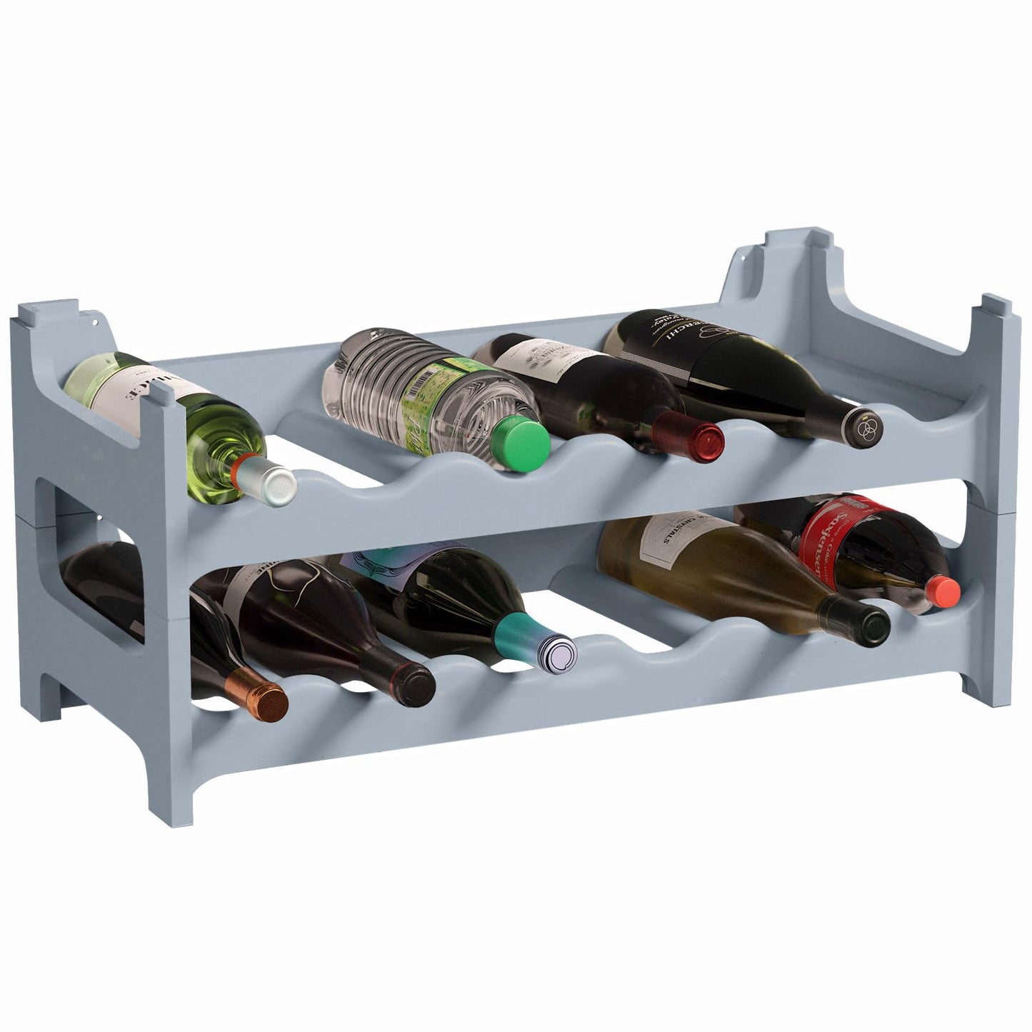 Artecsis Stackable Plastic Wine Rack for 48 Bottles, Sturdy Catering Quality Bottle Rack, Modular Expandable, Black