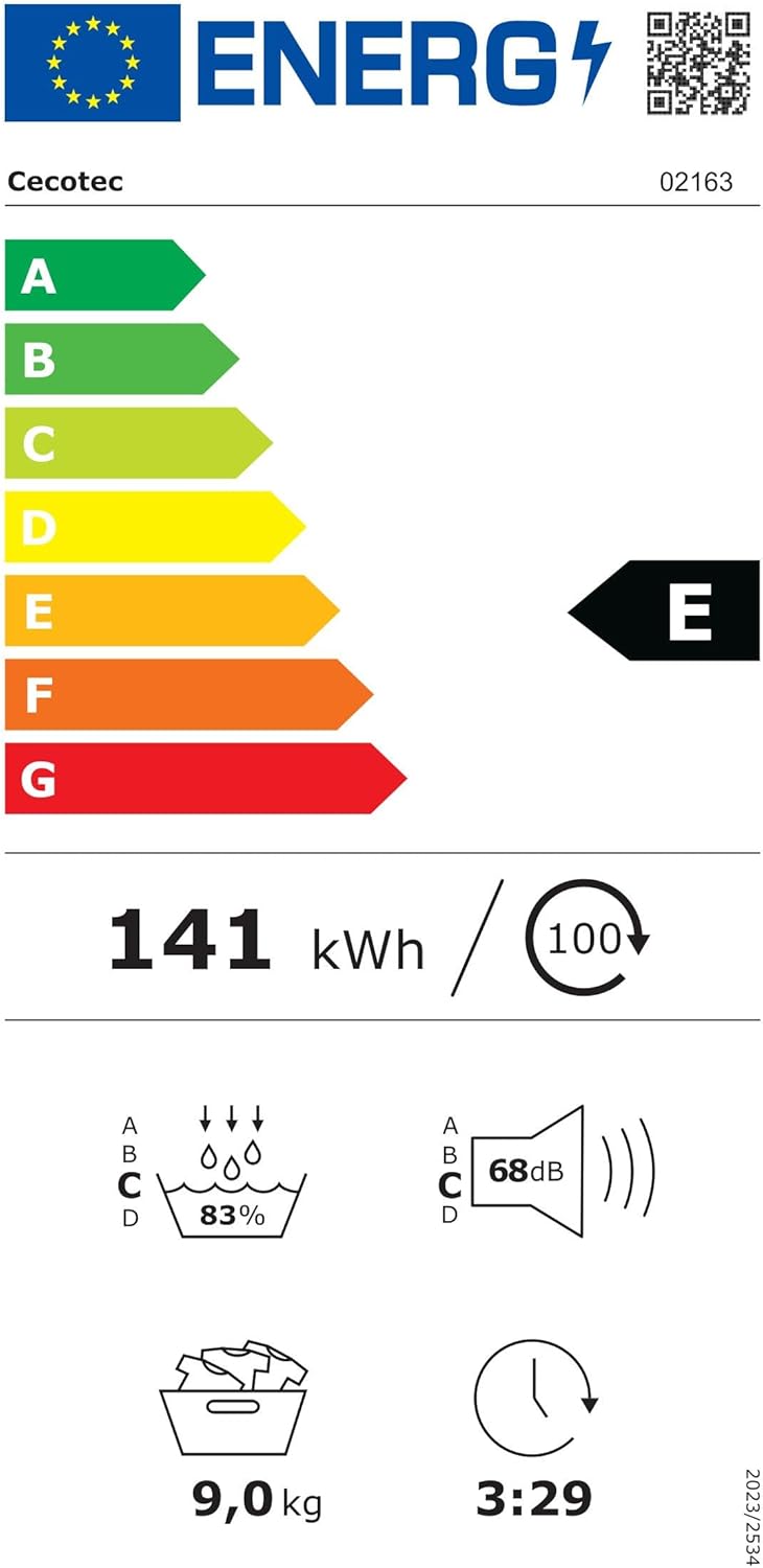 Cecotec Heat Pump Dryer - 9 kg Bolero DressCode Dry 9400 A++. Automatic Drying, Low Energy Consumption, Full Touch, 15 Programmes, Stainless Steel Drum, KidLock, Delay Start Function