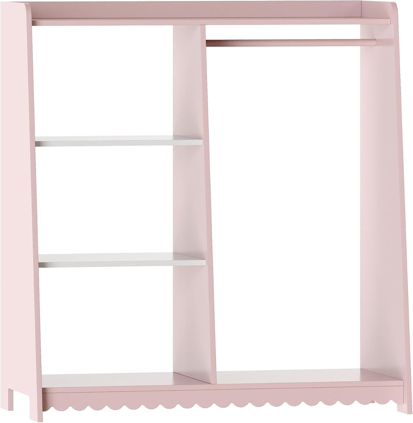 [en.casa] Children's Wardrobe Standing Vestnes Children's Wardrobe with Clothes Rail 90 x 80 x 38 cm Clothes Rack with Shelf Wave Design Cotton Candy/White