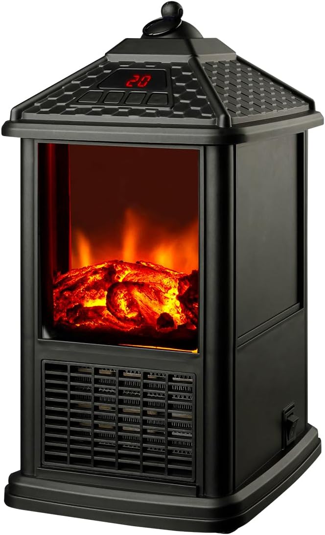 Avilia Electric Table Fireplace with Remote Control 1000 W - Programmable Timer up to 12 Hours and Remote Control - Elegant and Versatile Design Thanks to Its Dimensions 32 x 18.5 x 18.5 cm