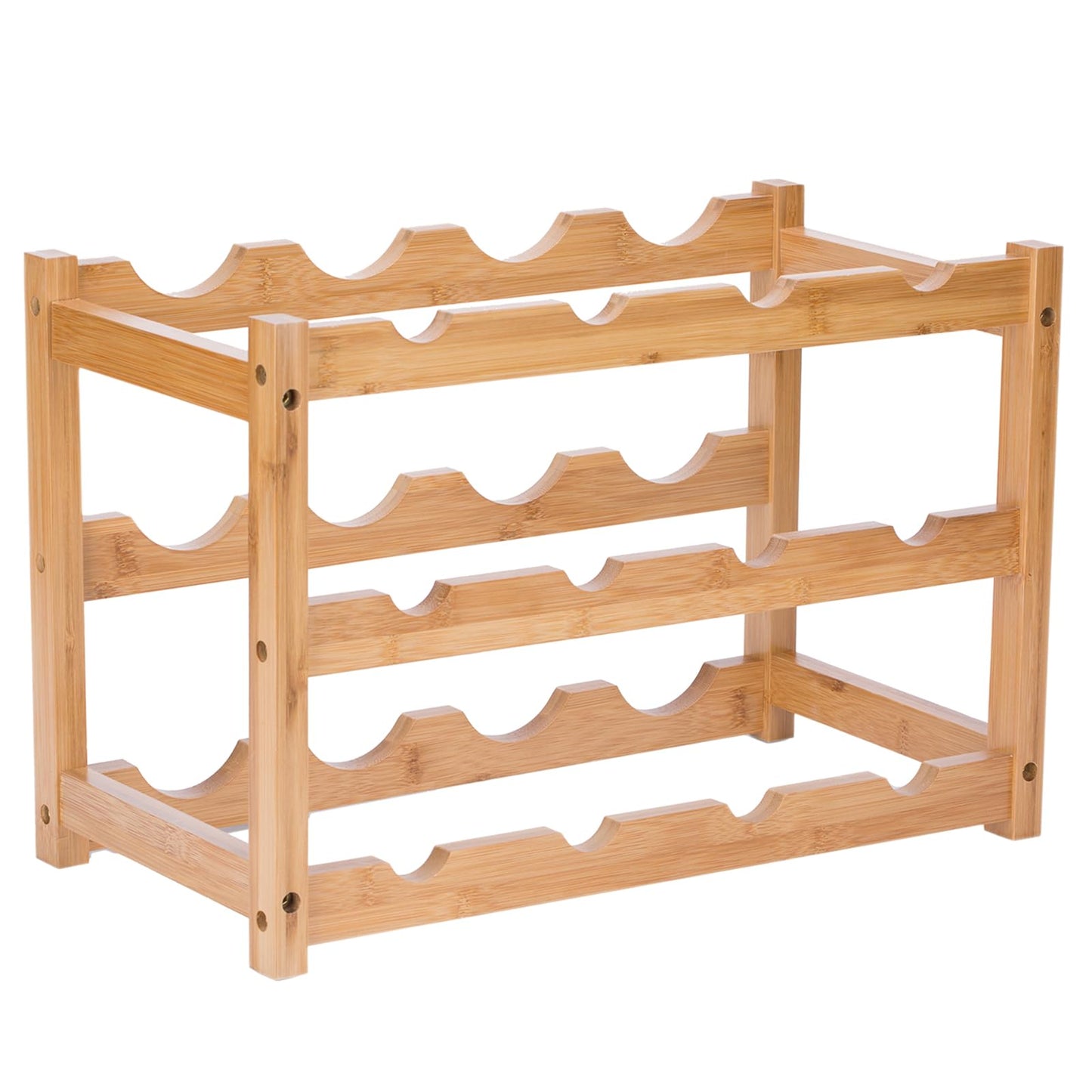 Wine Rack, Small Bottle Rack Storage Holder, Natural Bamboo Bottle Holder, Wine Bottle Shelf for Kitchen, Countertop, Cellar, Bar, Cabinet (2 Tiers, 8 Bottles)