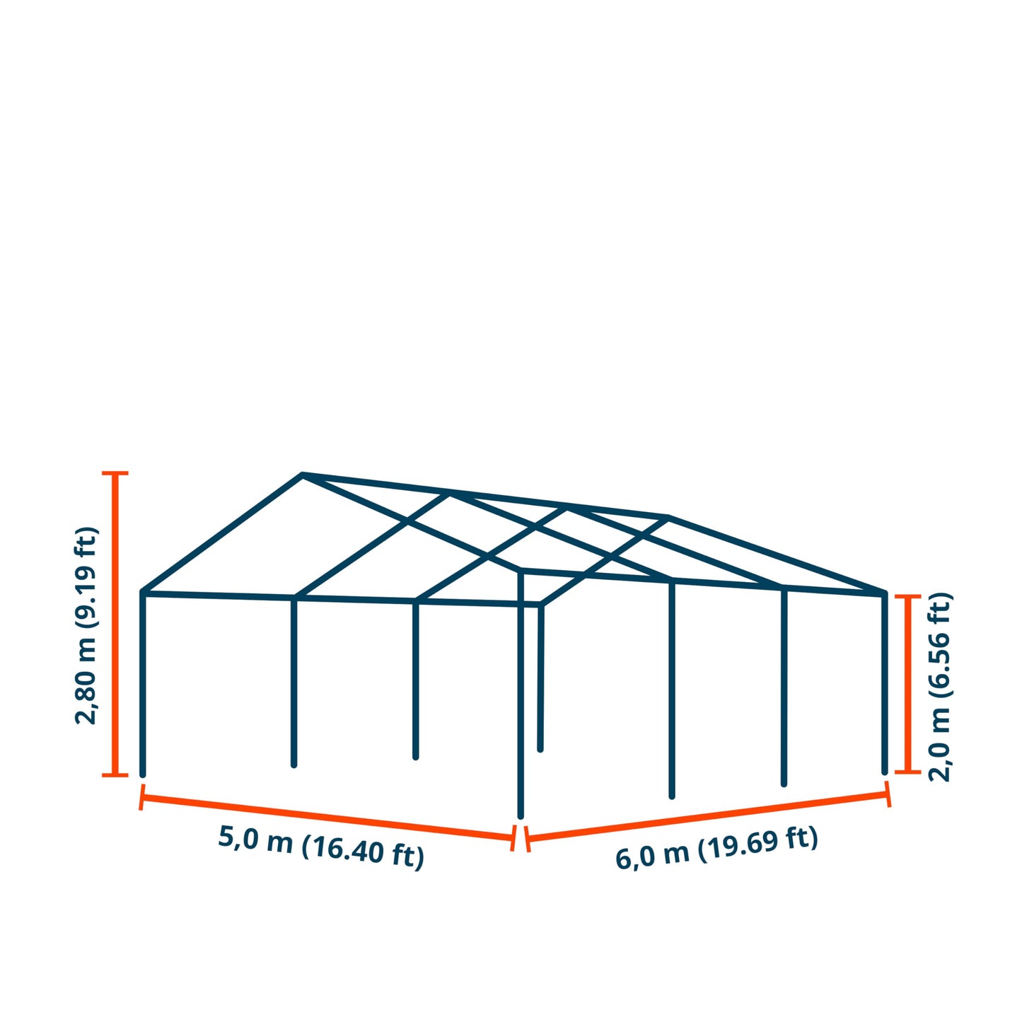 TOOLPORT PE Premium Variant Tent, 3x6 m