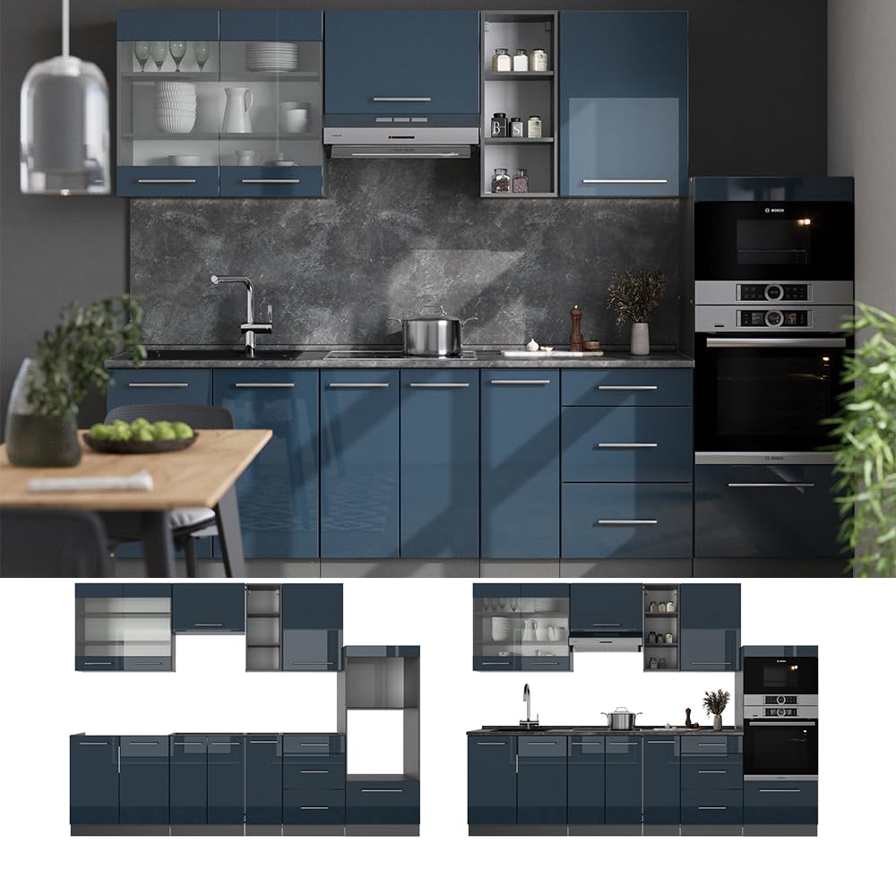 Vicco Kitchen Unit Fame-Line Goldkraft Oak / Anthracite 280 cm without Worktop