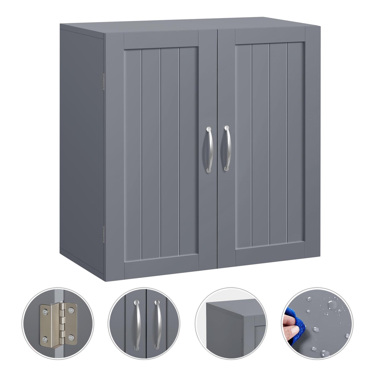 Yaheetech Bathroom Cabinet Wall Cabinet with 3 Doors Bathroom Cabinet Wall Shelf Kitchen Cabinet with Height-Adjustable Shelf for Bathroom Kitchen Laundry Room 75 x 31 x 60 cm
