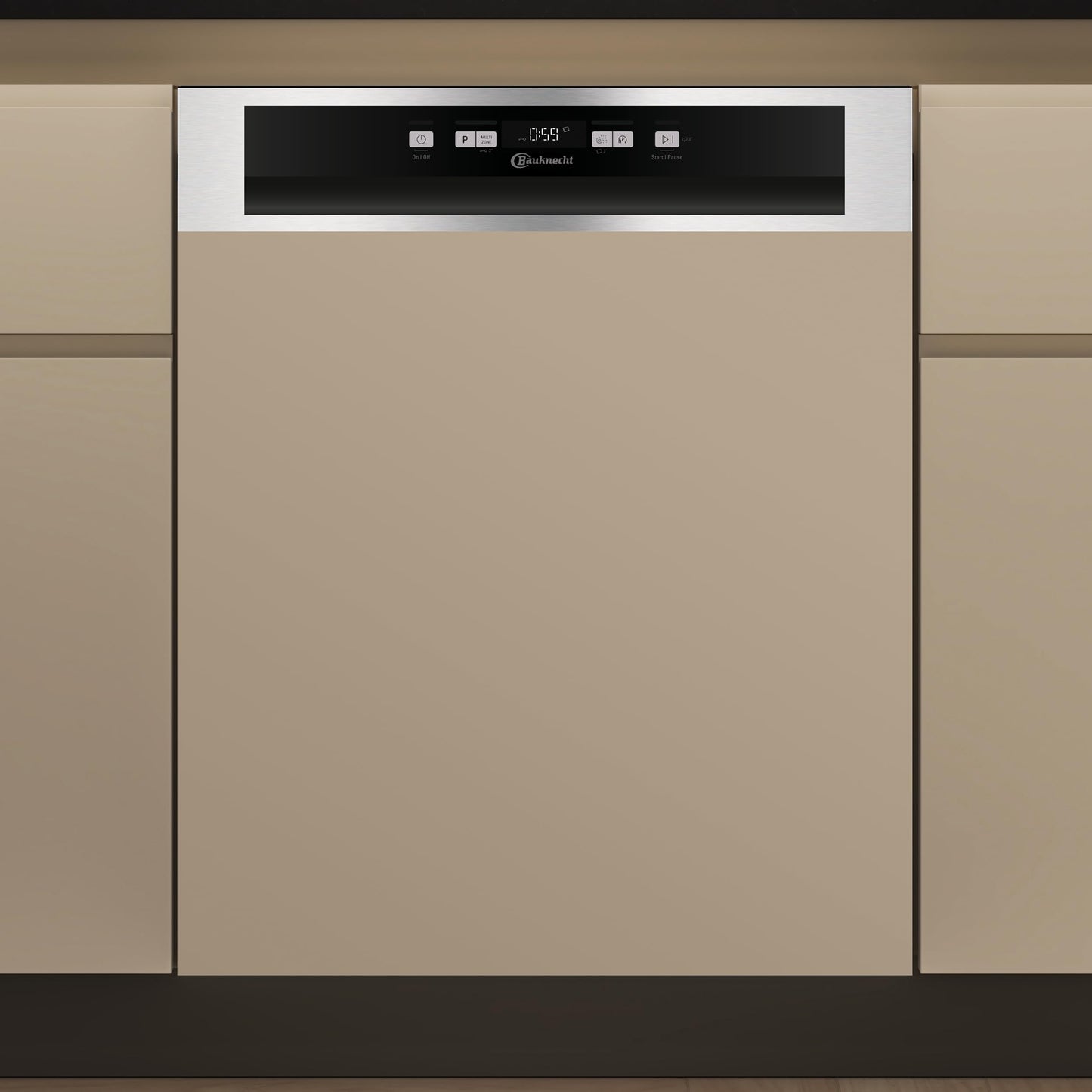 Bauknecht BK4UB14BN7A0X Undermount Dishwasher, 60 cm, ActiveDry Automatic Door Opening System, Delay Start, MultiZone, Separate Top or Bottom Basket Sink, Cutlery Drawer, Flexible Loading