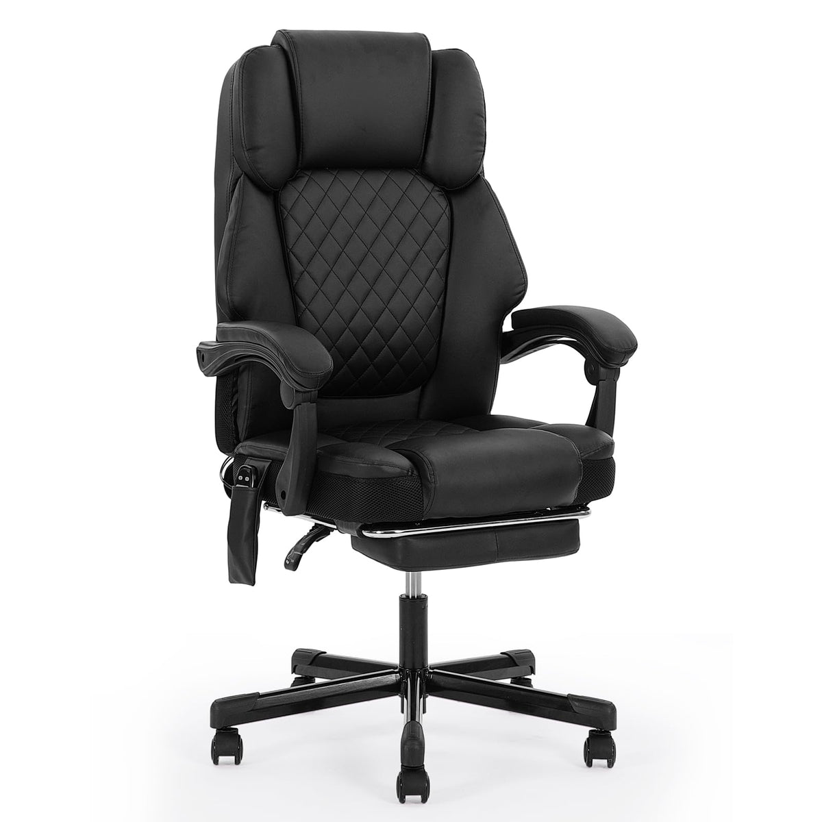 Ergonomic Office Chair, Massage and Heat Chair, Swivel Chair with Footrest, Furniture for Study, PC Chair, Executive Chair, Fabric (Grey)