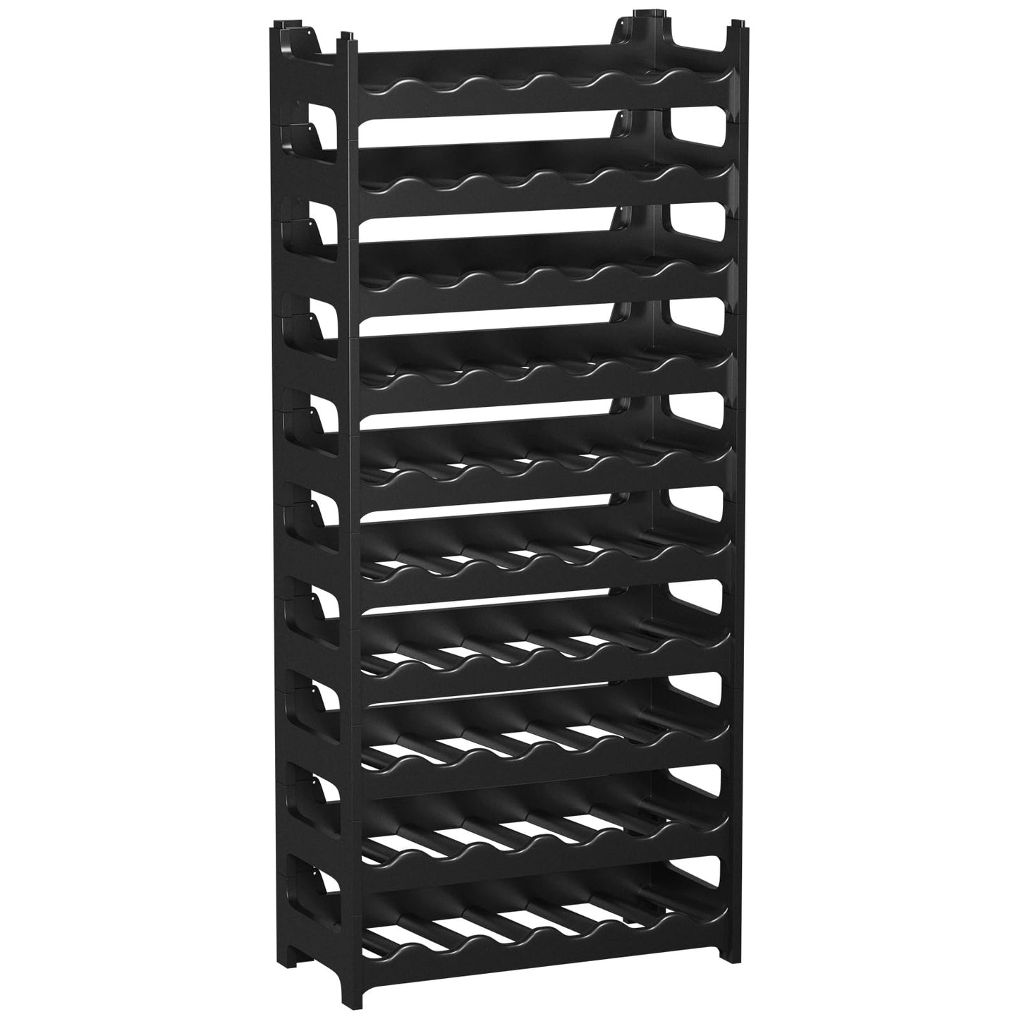 Artecsis Stackable Plastic Wine Rack for 48 Bottles, Sturdy Catering Quality Bottle Rack, Modular Expandable, Black