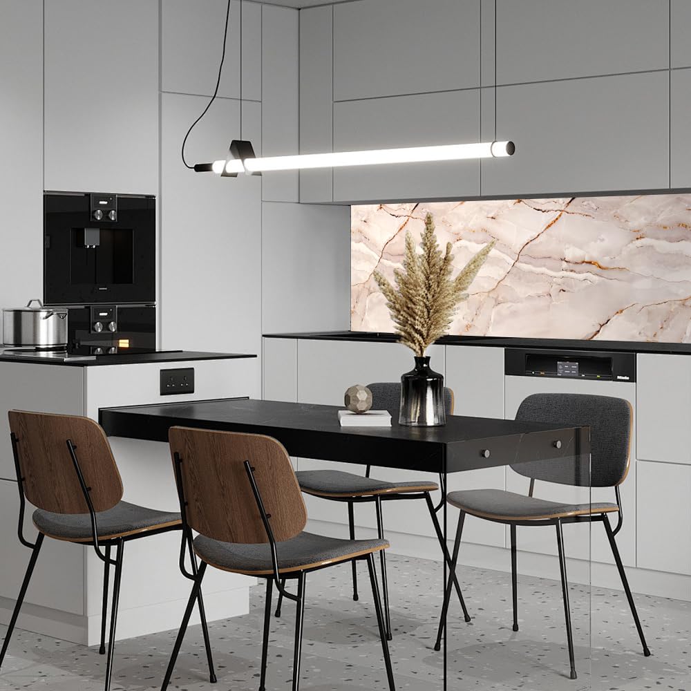 Luxury and Self-Adhesive Kitchen Back Wall - Simple and Stylish Wall Panels (High Gloss Marble White/Grey, 300 cm x 60 cm x 0.2 cm)
