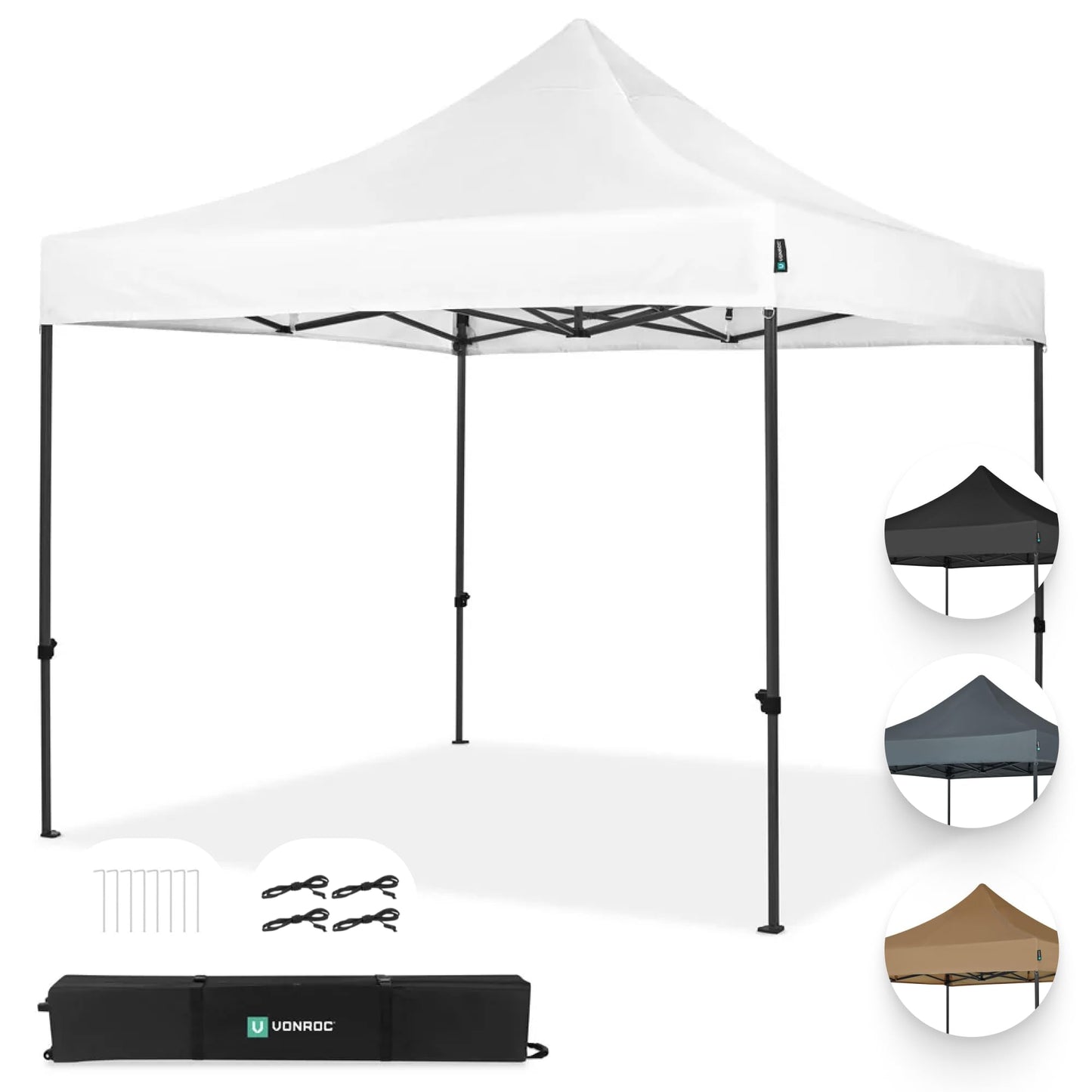 VONROC Gazebo 3 x 3 m Waterproof Stable – Party Tent EasyUp System [3Min Assembly] Pop-up Folding Gazebo Modular Expandable as Festival Tent, Garden Gazebo