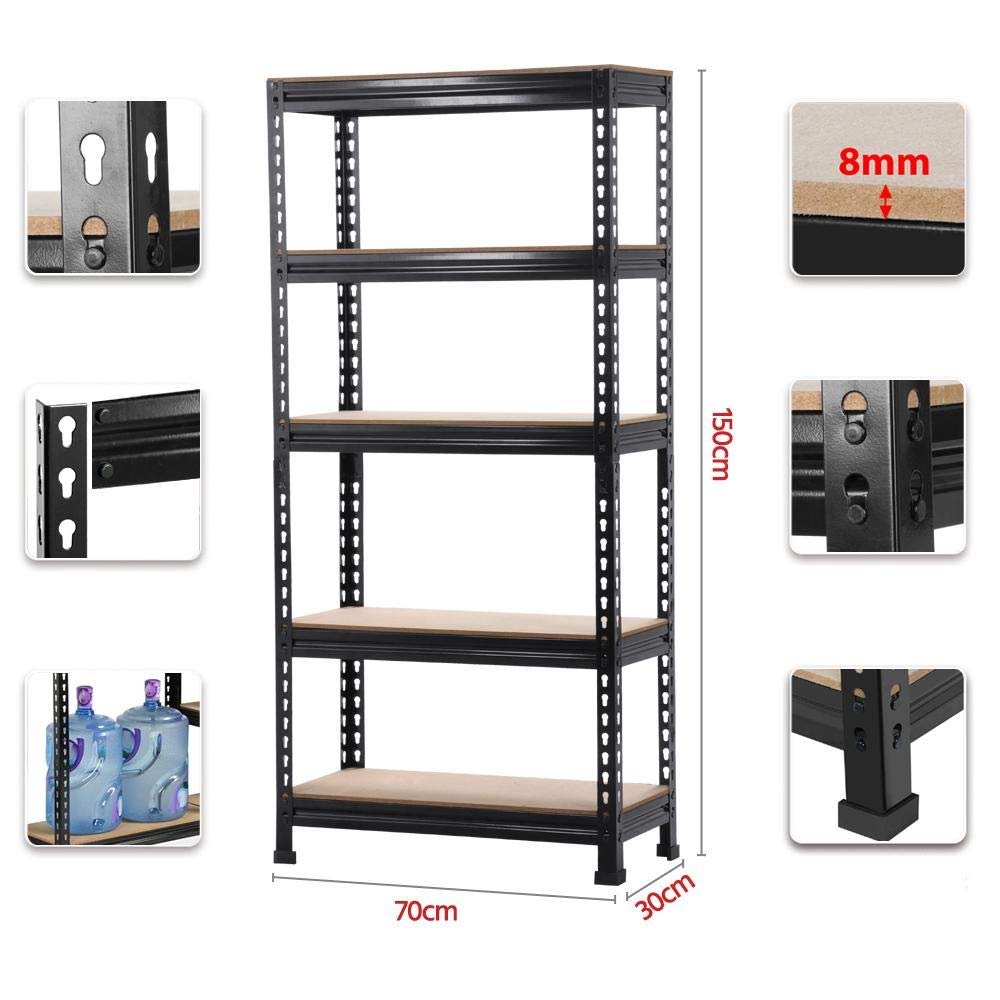 Yaheetech Storage Shelf Heavy-Duty Shelving 150 x 70 x 30 cm 5 MDF Shelves Workshop Shelving Unit 750 kg