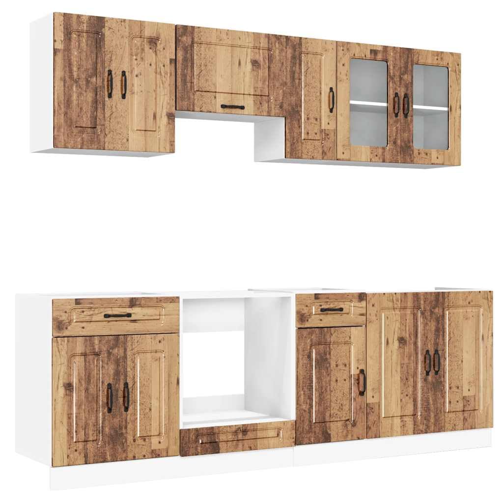 8-Piece Kitchen Cabinet Set, Wood Material, Kitchen Unit, Fitted Kitchen, Cabinet Set, Base Cabinet, Kitchen Cabinet, Wall Cabinet, Black