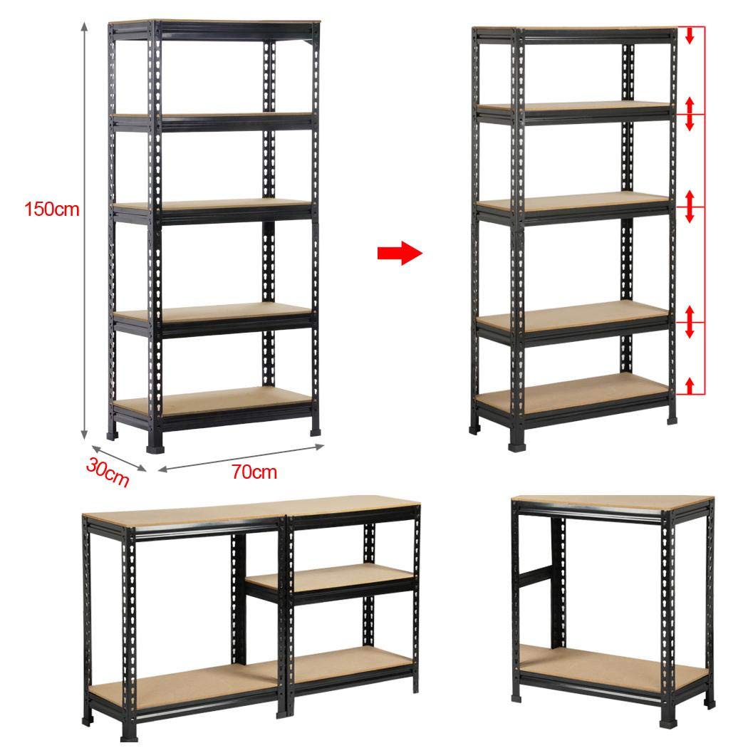 Yaheetech Storage Shelf Heavy-Duty Shelving 150 x 70 x 30 cm 5 MDF Shelves Workshop Shelving Unit 750 kg