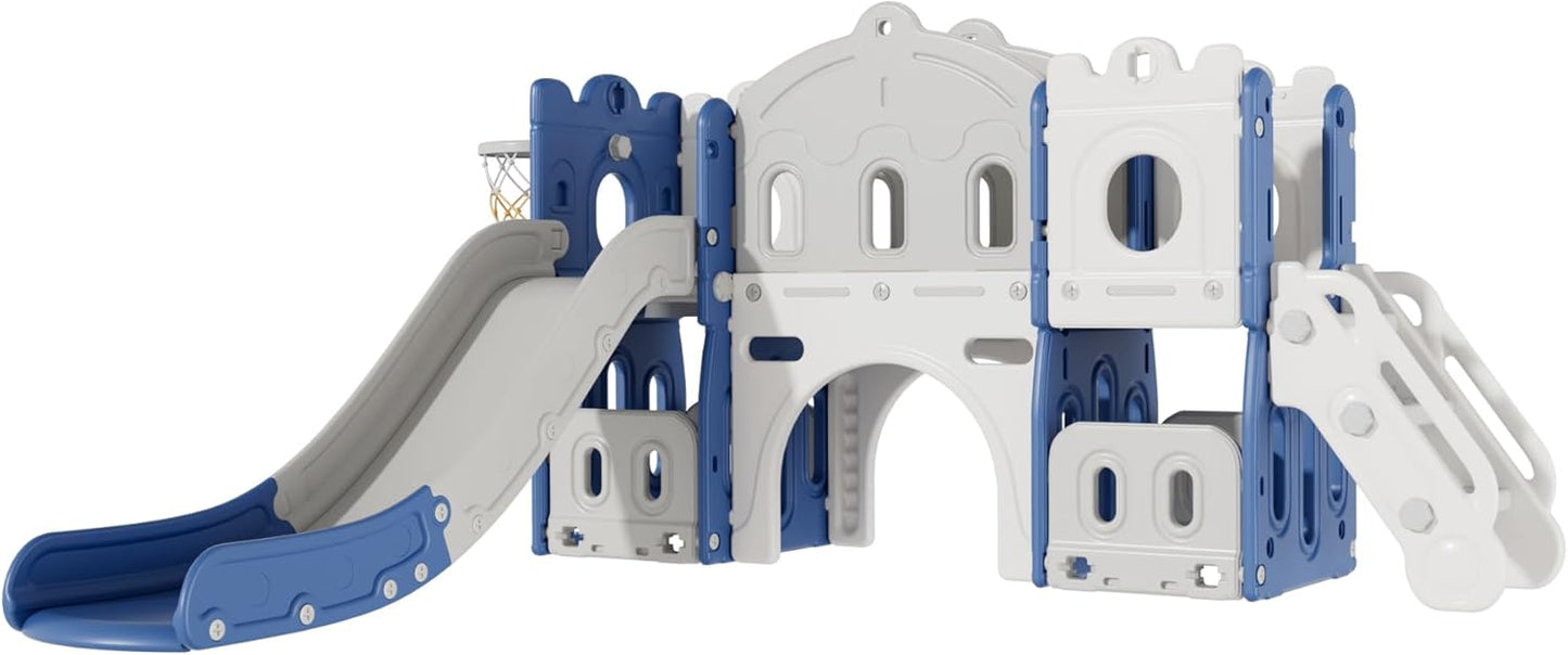 Veitoalioy Children's Slide Outdoor, Garden Slide Outdoor and Indoor, Suitable for Babies Aged 1-4 to Play, Safe and Reliable Sliding Swing Combination (Aisle Grey White)