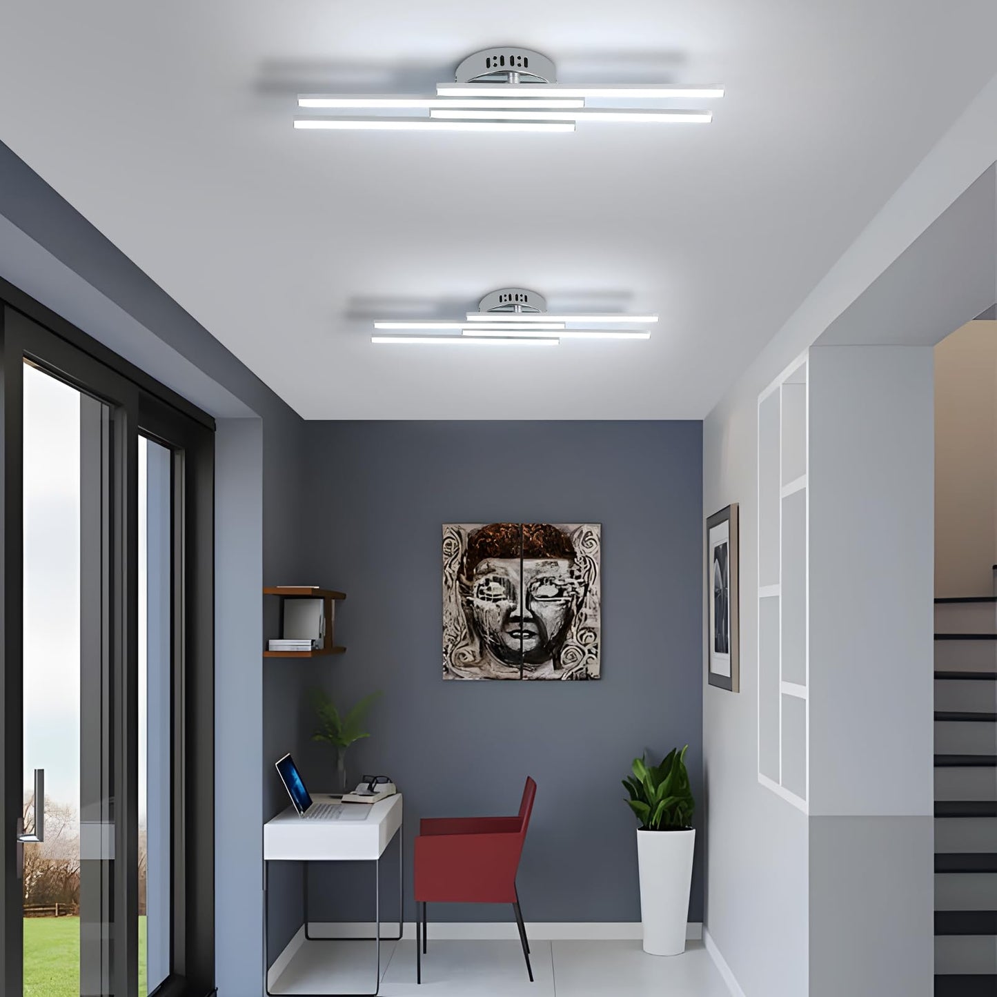 LED Ceiling Light, Kitchen Ceiling Light, Bedroom, 18 W 1620 LM Ceiling Light Living Room, 6500 K Cold White, 3 LEDs, Suitable for Bedroom, Dining Table, Hallway Lamp Ceiling, Balcony, Diameter 54 cm