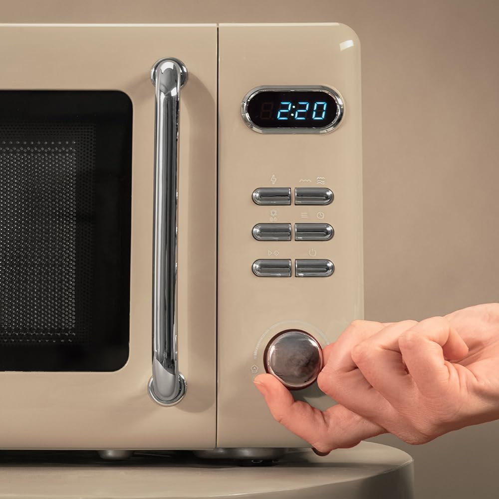 Cecotec Proclean 5110 20L Retro Beige 700W 5 Level Digital Microwave with Grill - 60 Minutes Timer - 8 Programmes and Defrost Mode - Vintage Beige