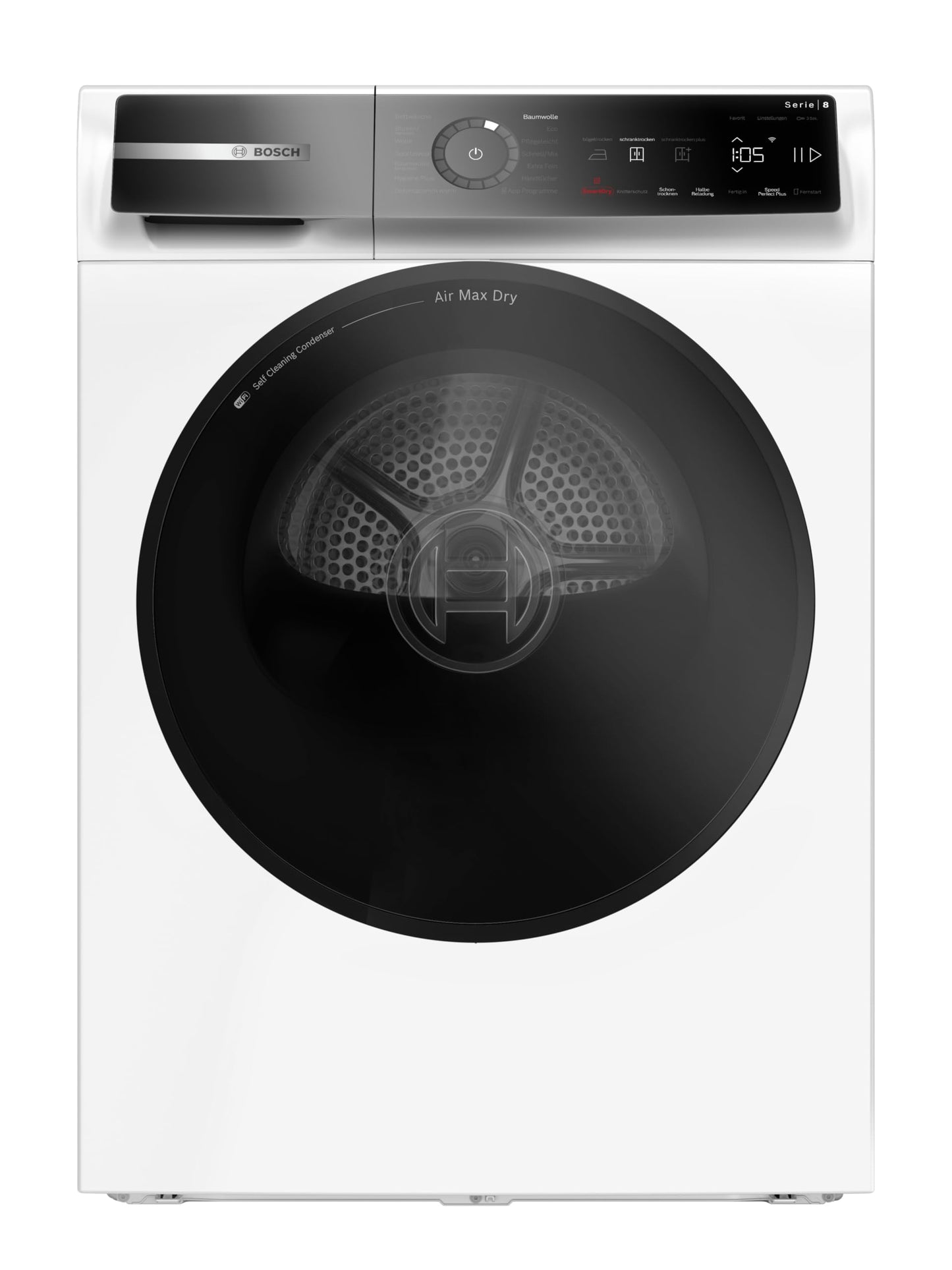 Bosch WTH83VV4 Series 4 Heat Pump Dryer, 8 kg, AutoDry, Quick-40 Drying, Refill Function, Sensitive Drying System, Anti Vibration Design, 63 dB, LED Display, Touch Control, Time Delay