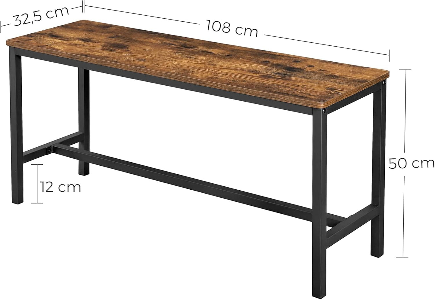 VASAGLE Dining Table Kitchen Table 70 x 110 x 77 cm Dining Room Table for 4 People Table Living Room Desk for Dining Room Kitchen Industrial Design Vintage Brown Matte Black KDT081B01