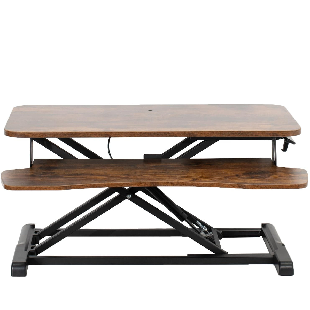 VIVO 81 cm Schreibtischaufsatz, K-Serie, höhenverstellbarer Steh-Sitz-Aufsatz, Dual-Monitor- und Laptop-Arbeitsplatz mit breiter Tastaturablage, Schwarz, DESK-V000K