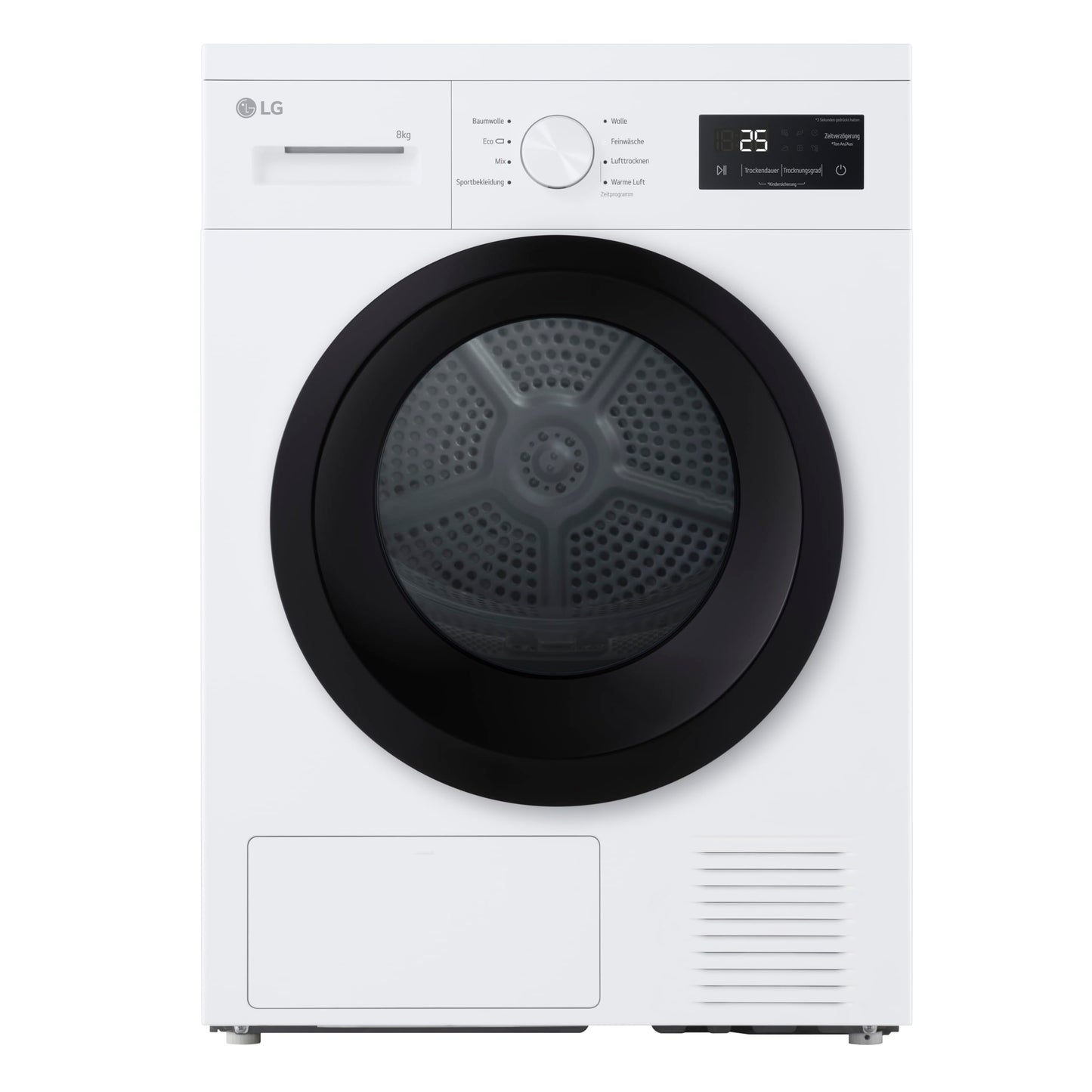 LG RT80V9B, Class A+++, Tumble Dryer 8 kg, Heat Pump Dryer with Short Programme, Dry Sensor, Stainless Steel Drum Material, 60 x 69 x 85 cm, Black